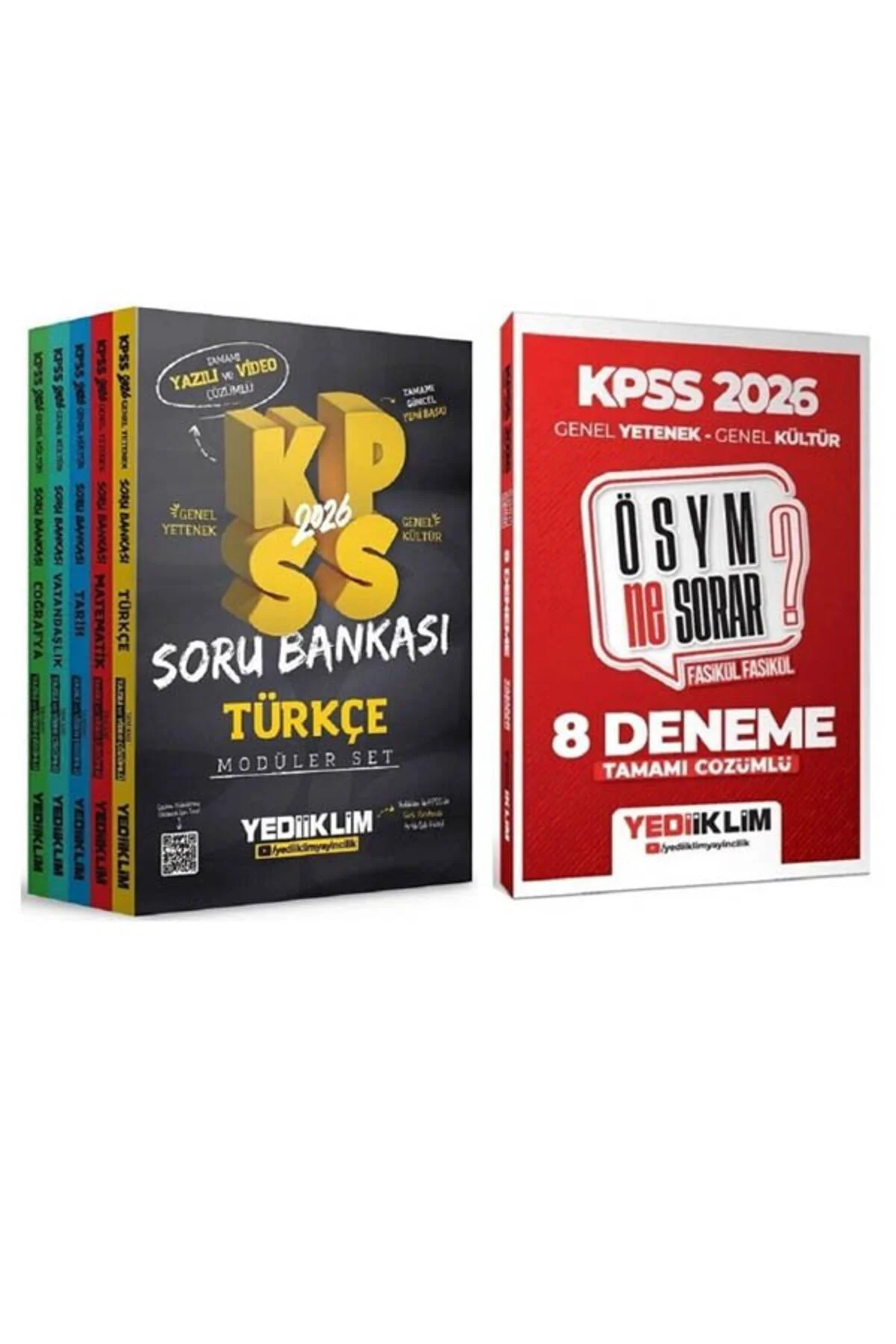 Yediiklim 2026 KPSS Genel Yetenek Genel Kültür Soru Bankası Modüler + 8 Deneme 2 li Set