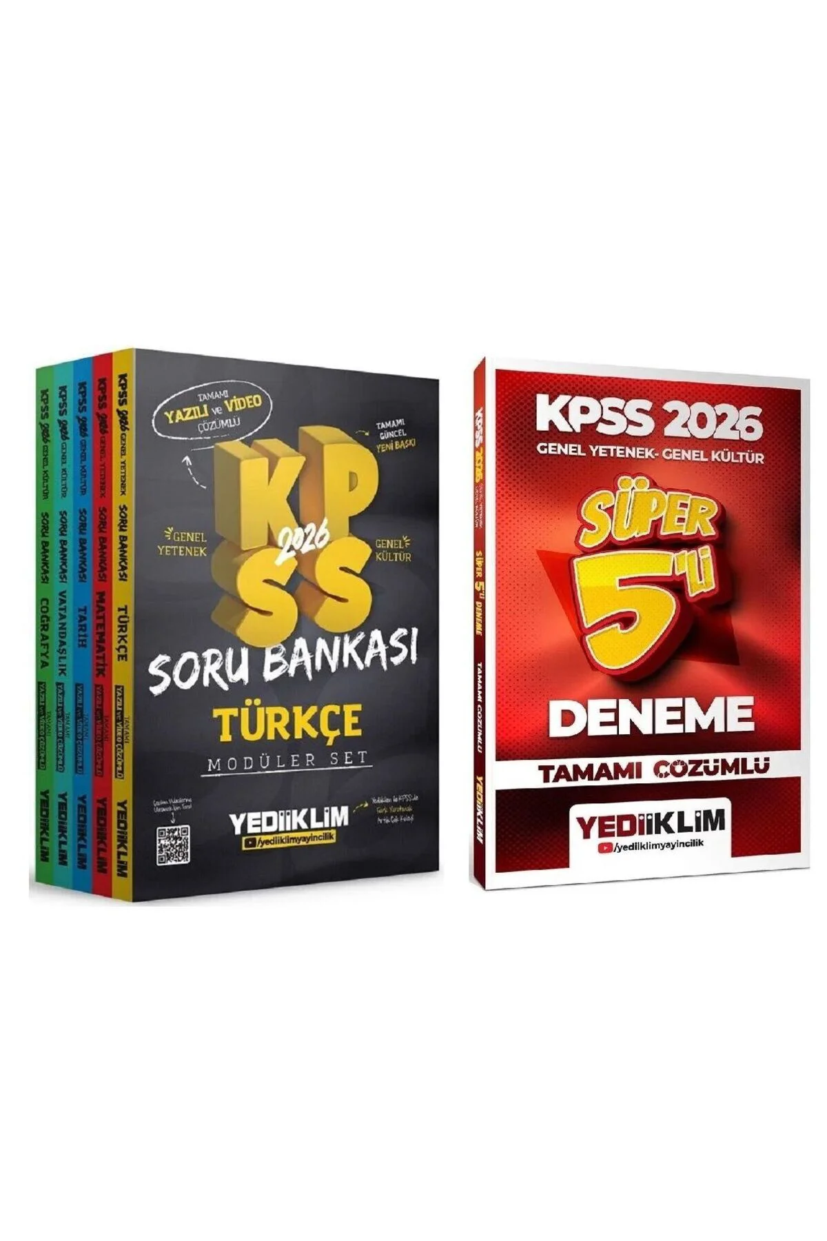 Yediiklim 2026 KPSS Genel Yetenek Genel Kültür Soru Bankası Modüler + 5 Deneme 2 li Set Yediiklim Ya