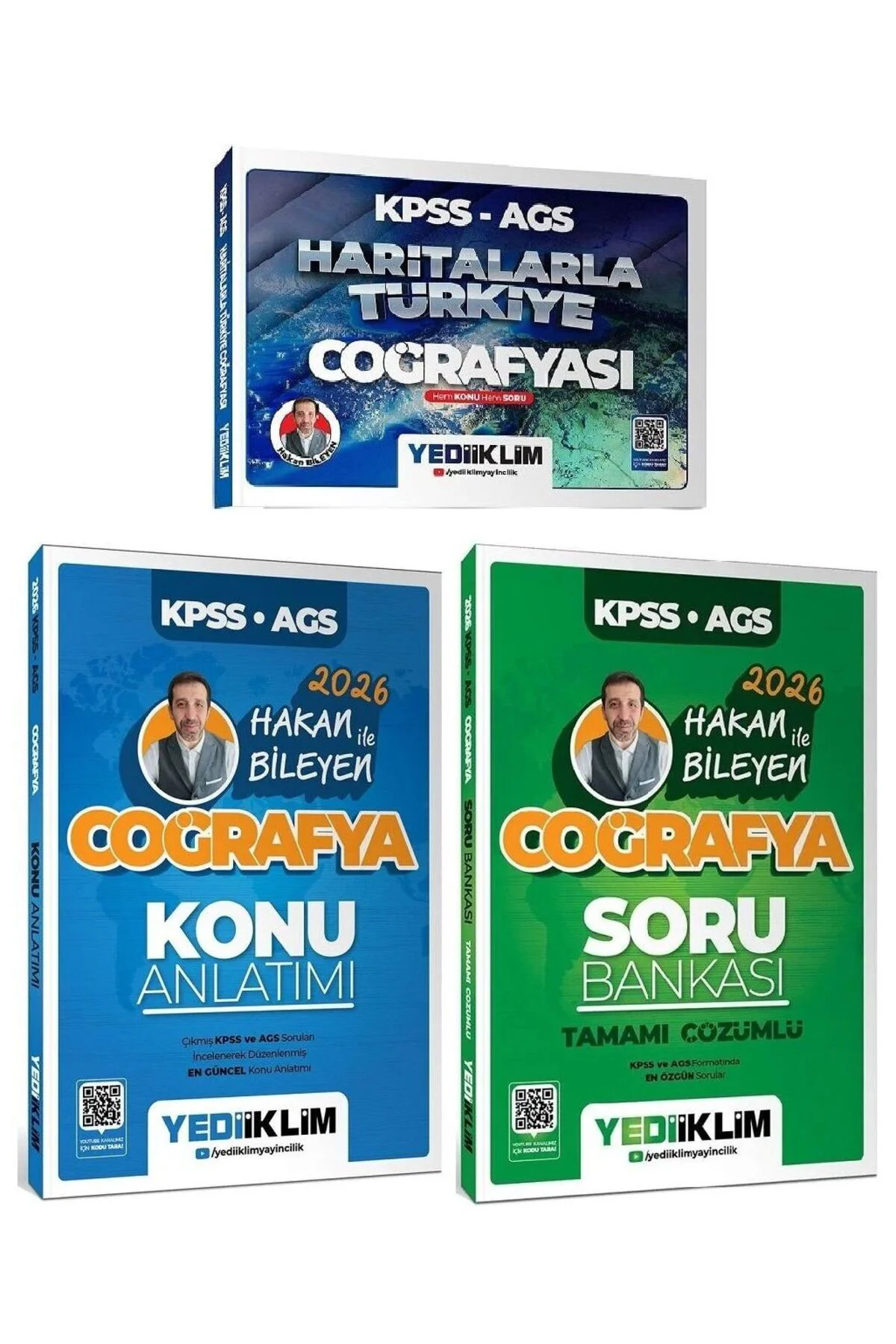 Yediiklim 2026 KPSS MEB-AGS Haritalarla Türkiye Coğrafyası Konu Anlatımı + Soru Bankası 3 lü Set - H