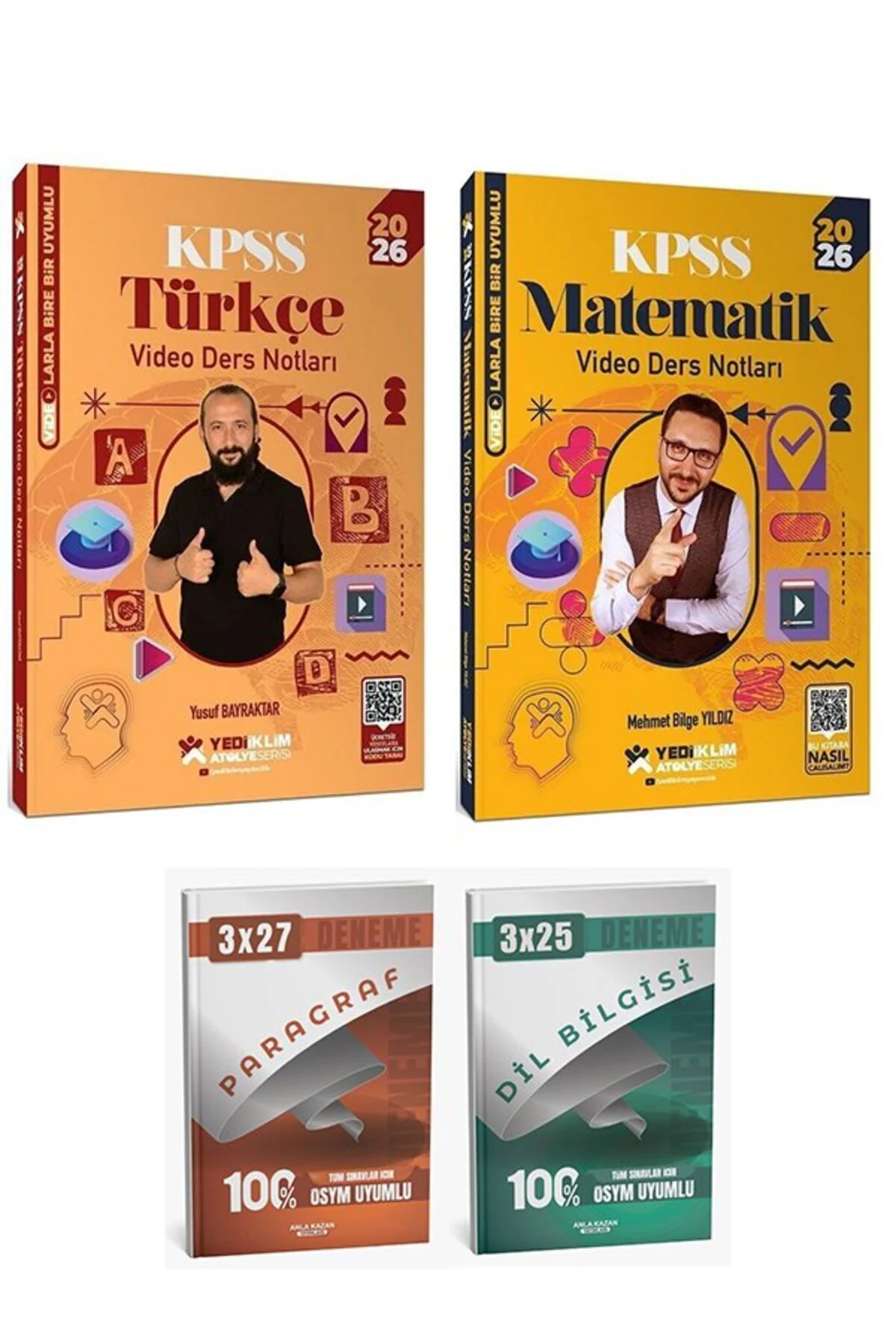 Yediiklim 2026 KPSS Türkçe + Matematik Atölye Video Ders Notları 2 li Set Yediiklim Yayınları