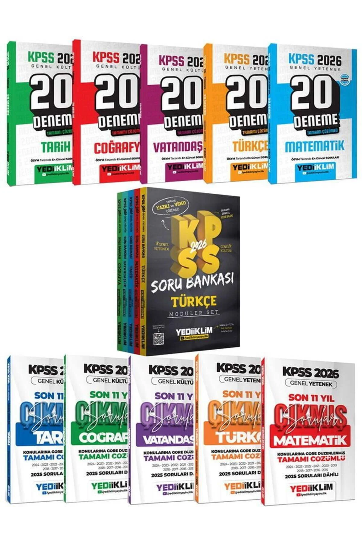 Yediiklim 2026 KPSS Genel Yetenek Genel Kültür Modüler Soru Bankası + 100 Deneme + Çıkmış Sorular 11