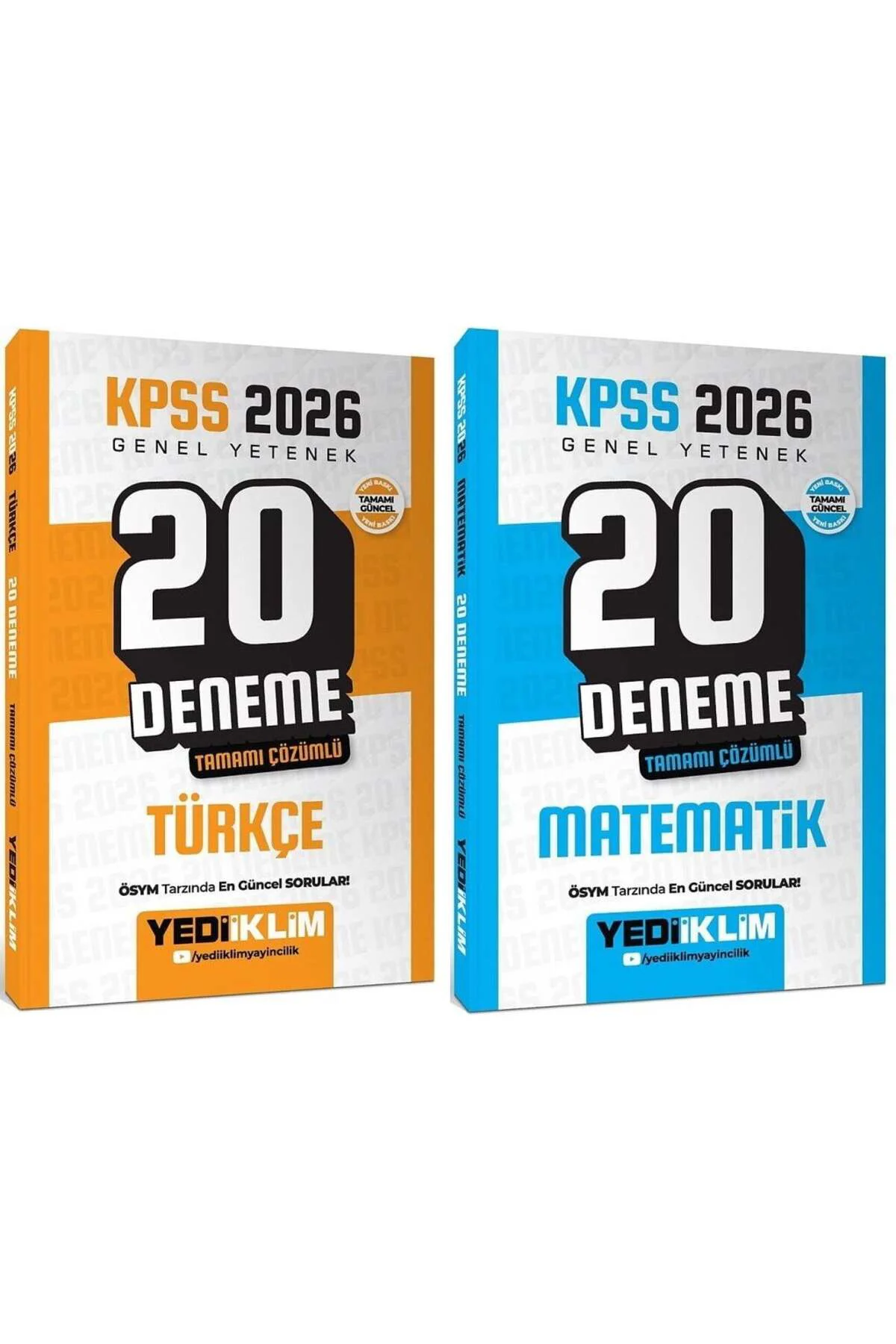 Yediiklim 2026 KPSS Türkçe + Matematik 20+20 Deneme 2 li Set Yedi