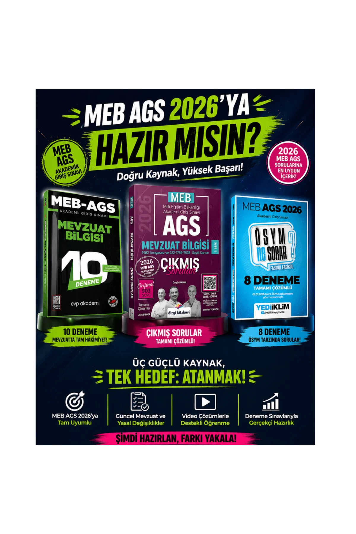 Yediiklim 2026 MEB AGS ÖSYM Ne Sorar 8 Fasikül Deneme & MEB AGS Mevzuat Bilgisi Deneme Evp Akademi +