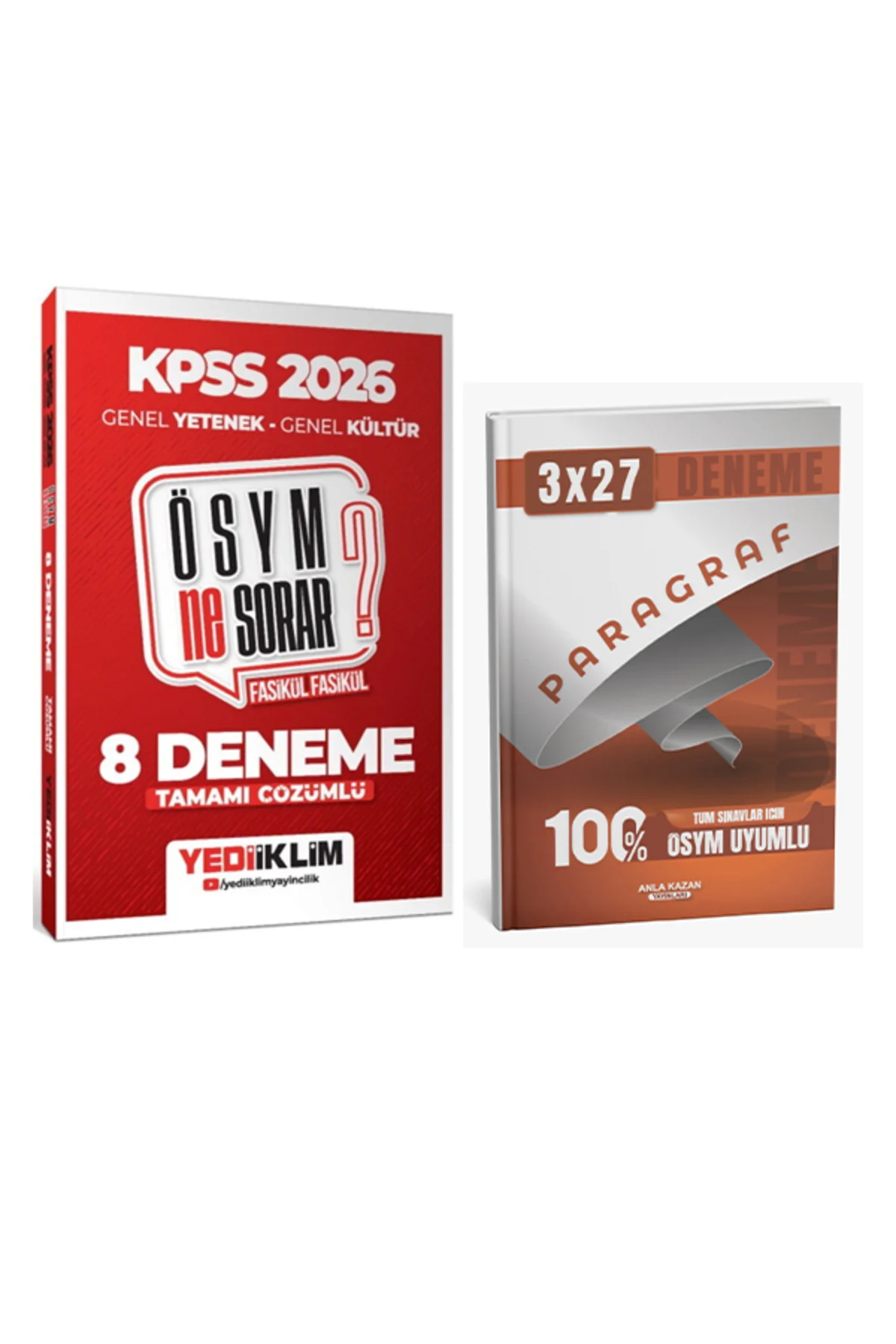 Yediiklim + Anla Kazan 2026 KPSS ÖSYM NE SORAR GYGK 8 Fasikül + Paragraf Deneme 2 li Set