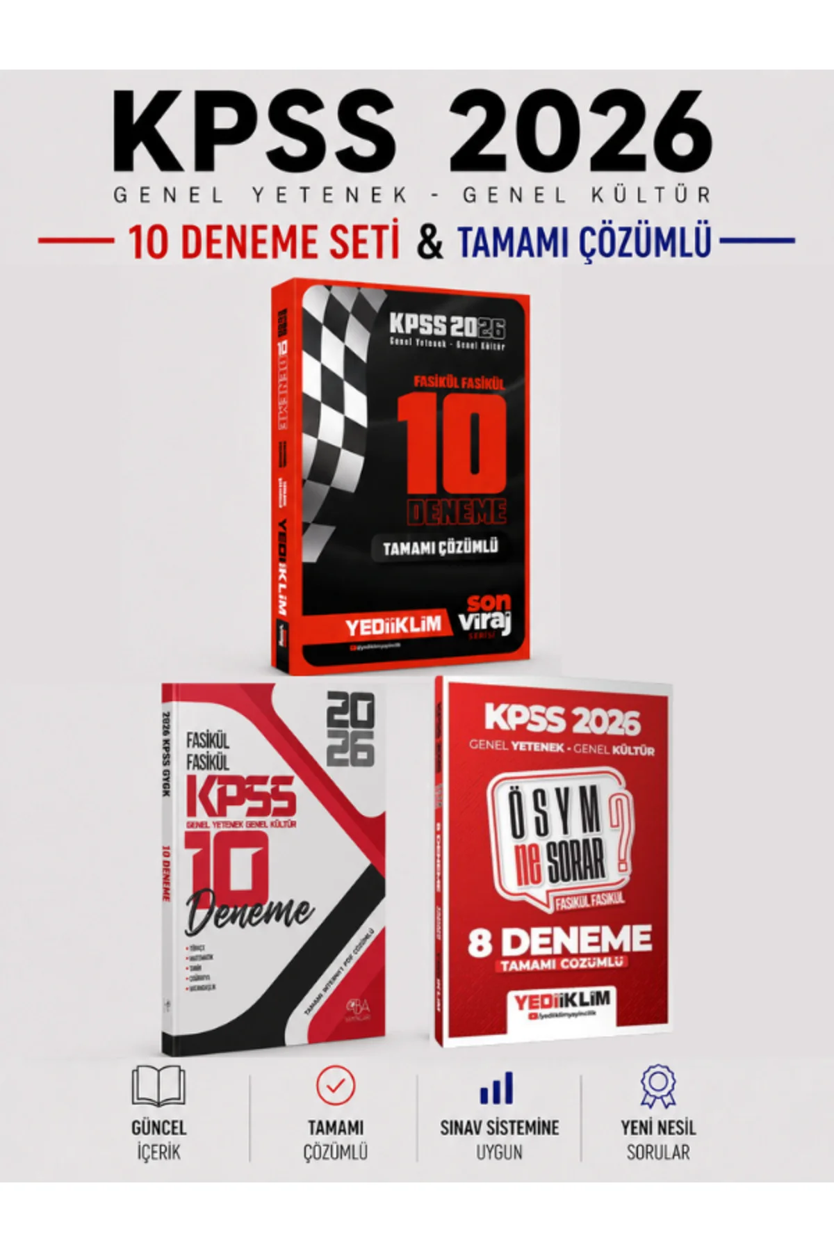Yediiklim +CBA 2026 KPSS Tüm Dersler GKGY 20 Deneme & ÖSYM Ne Sorar 8 Deneme Seti