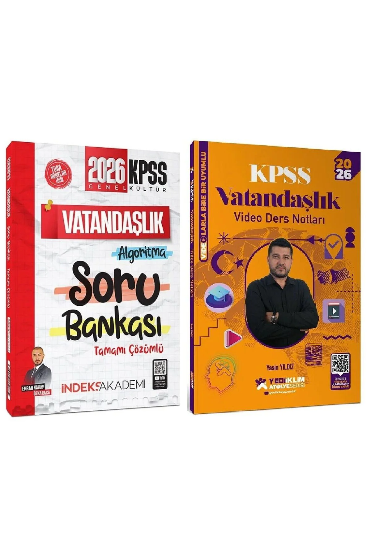Yediiklim + İndeks 2026 KPSS Vatandaşlık Atölye Video Ders Notları + Soru Bankası 2 li Set - Yasin Y