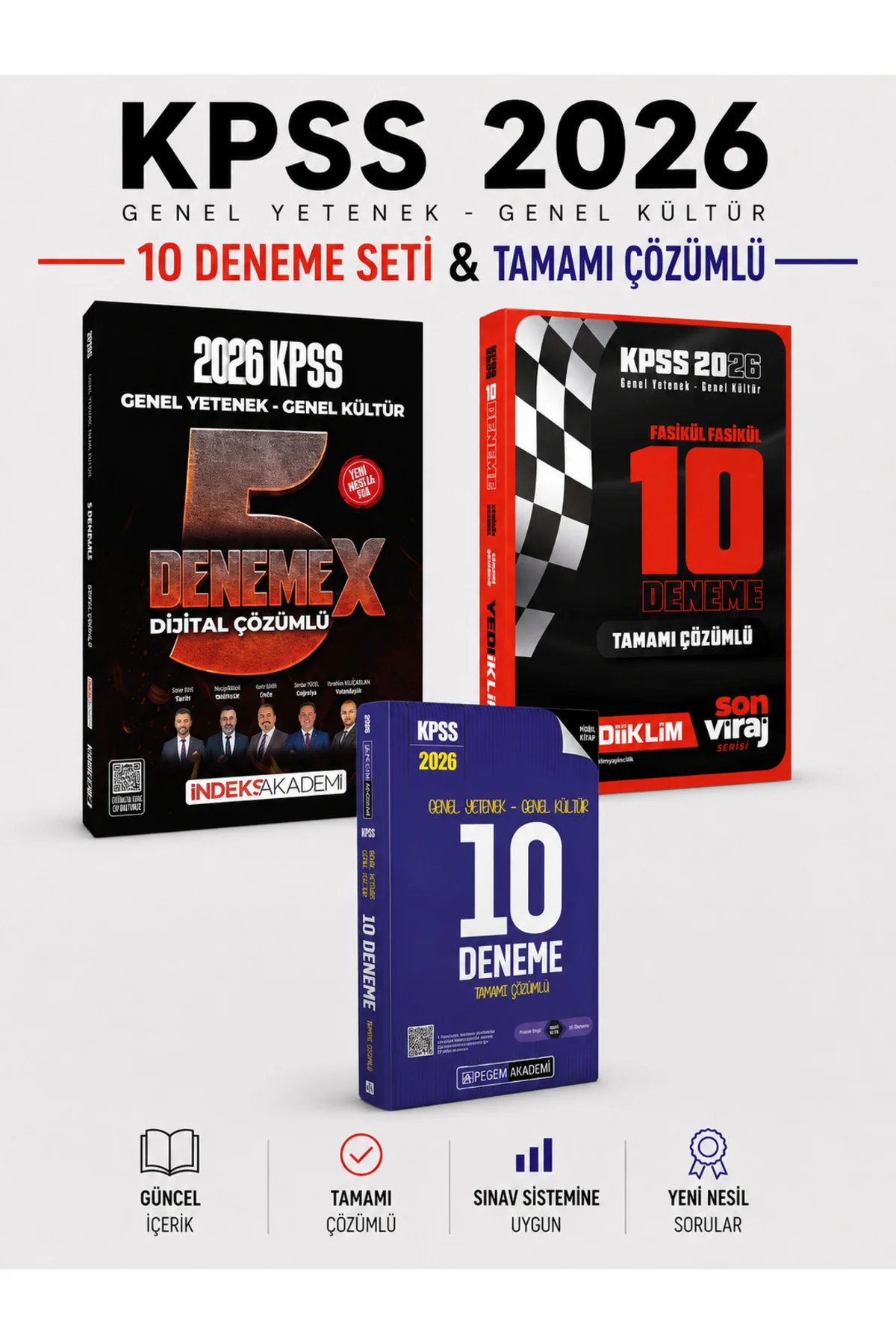 Yediiklim + İndeks + Pegem 2026 KPSS Tüm Dersler GKGY 25 Deneme Seti