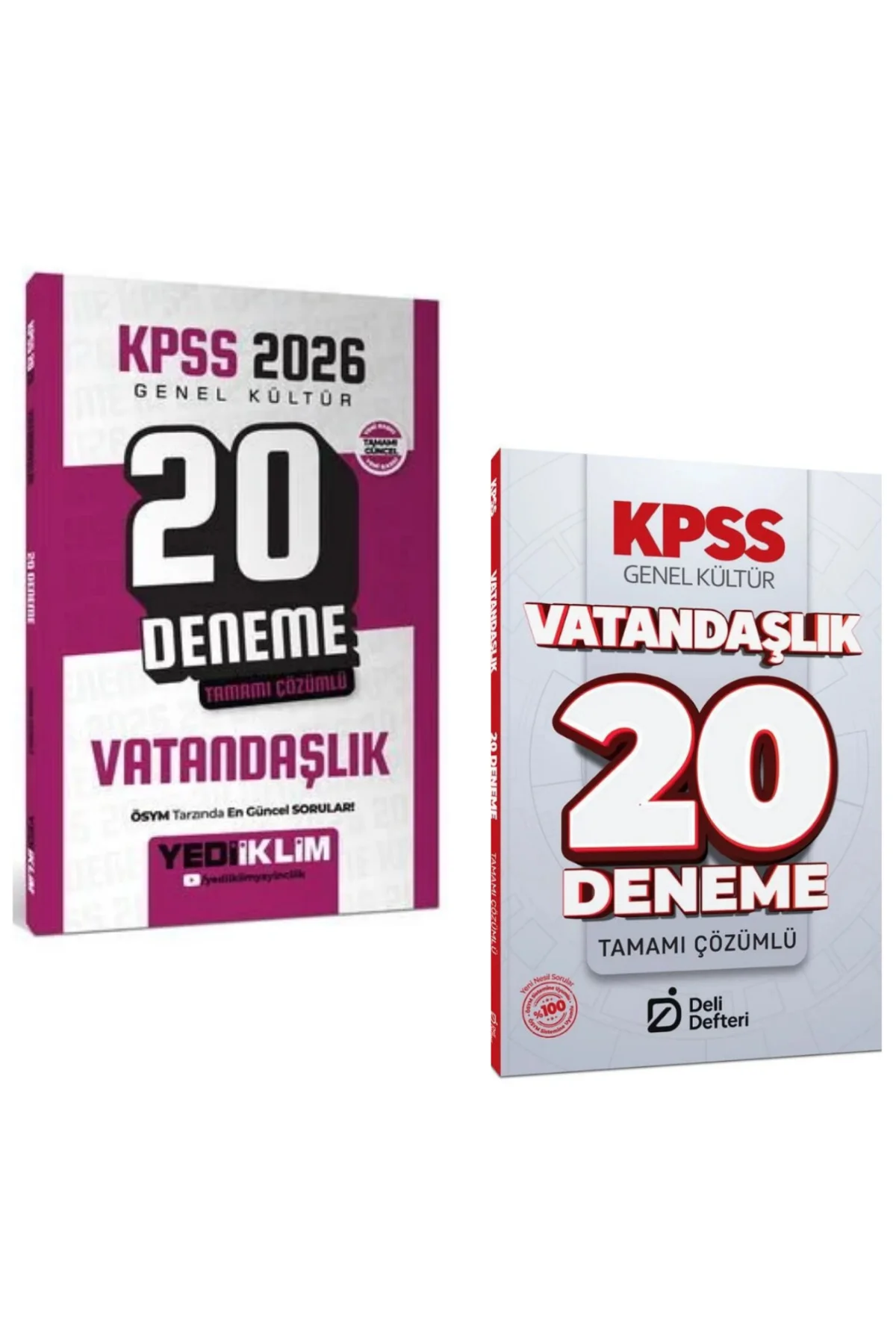 Yediiklim KPSS 2026 Genel Kültür Vatandaşlık 20 Deneme & KPSS Vatandaşlık 20 Deneme Deli Defteri Yay