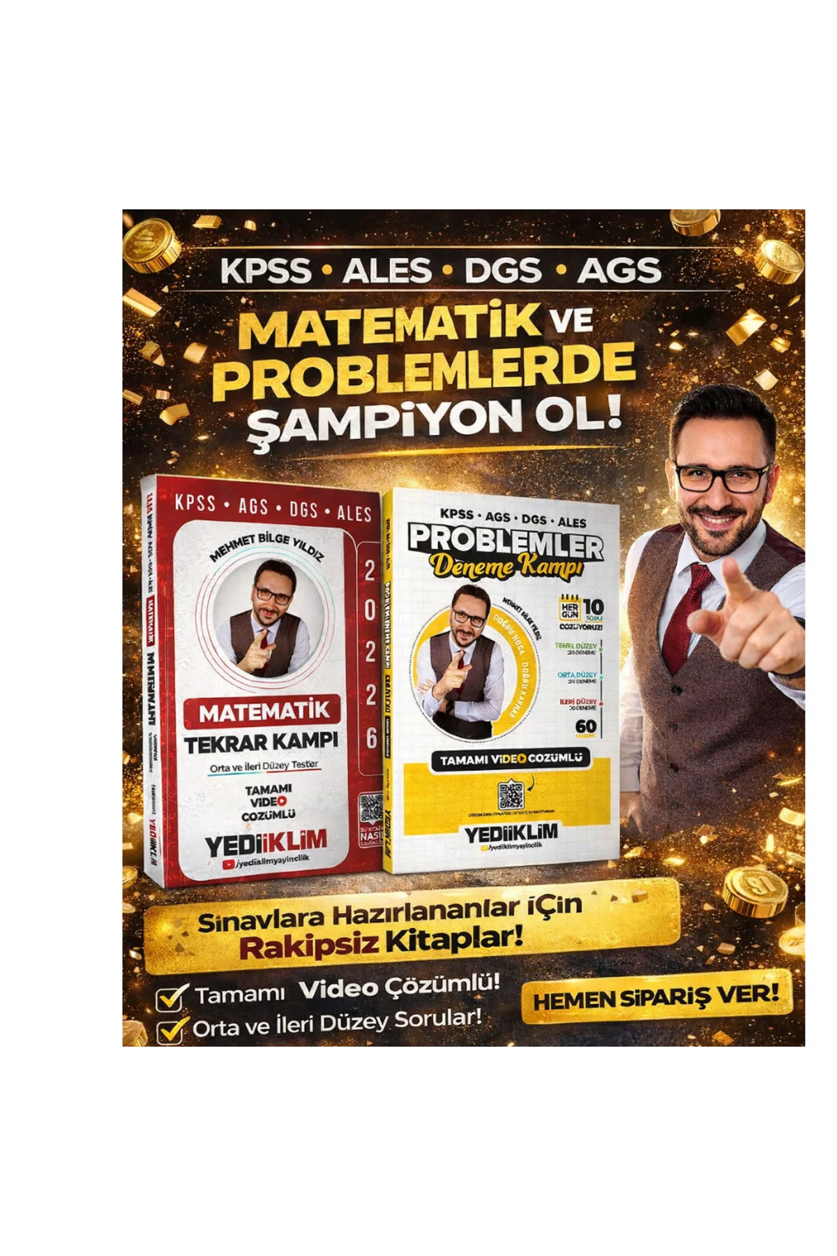 Yediiklim KPSS-AGS-DGS-ALES Problemler Deneme Kampı (60 Deneme) & KPSS AGS DGS ALES Matematik Tekrar