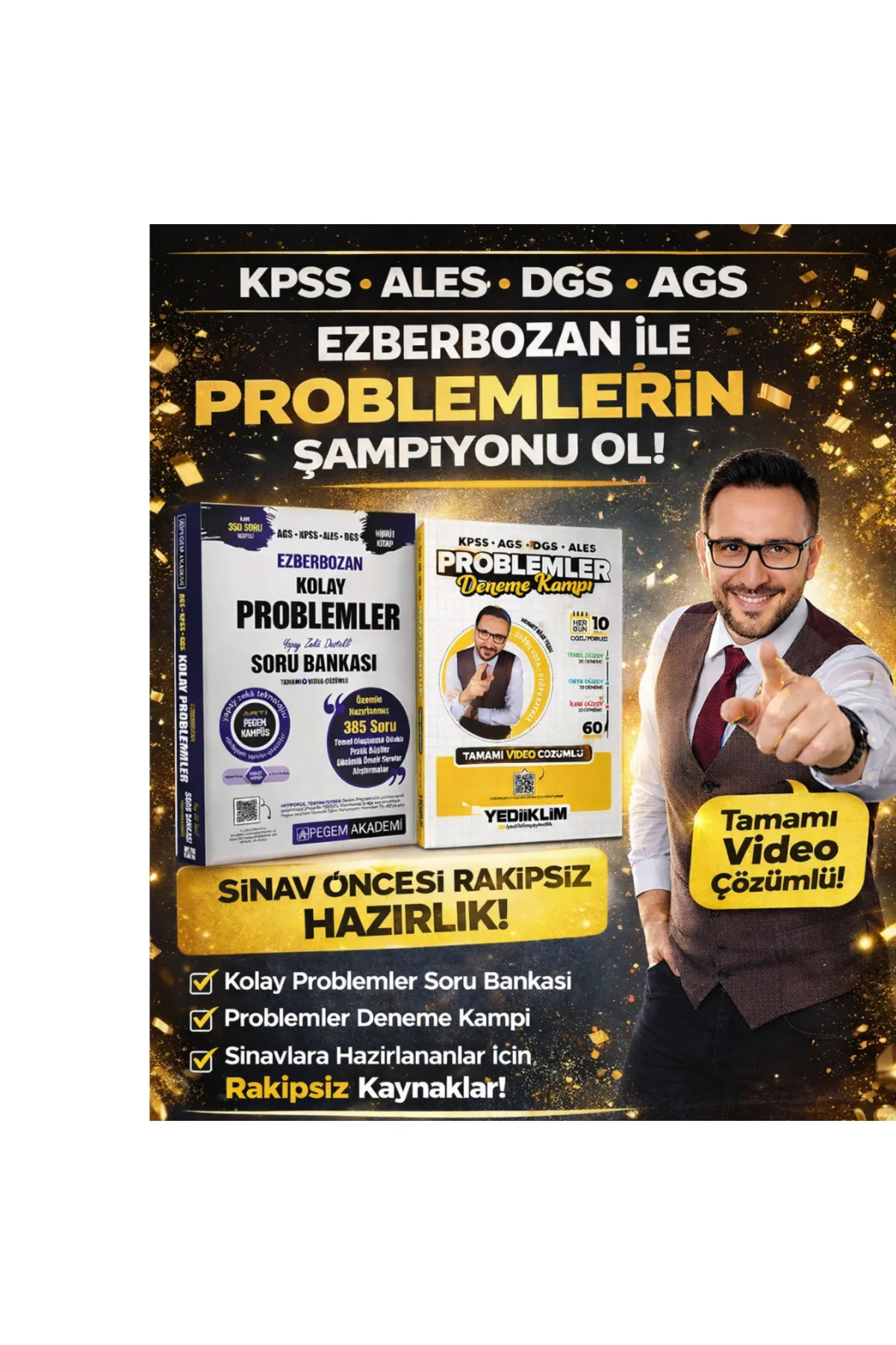Yediiklim KPSS-AGS-DGS-ALES Problemler Deneme Kampı (60 Deneme) & Ezberbozan Kolay Problemler Soru B