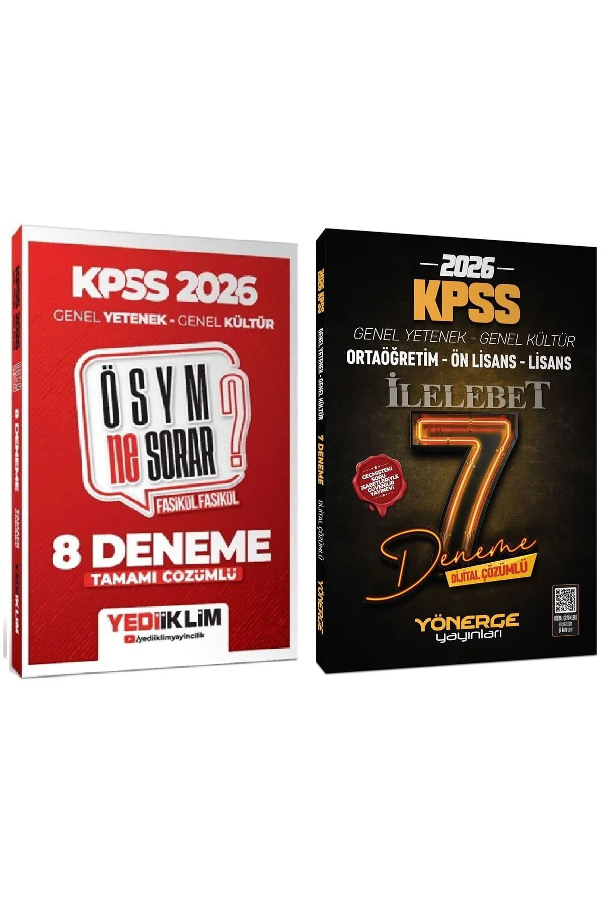 Yediiklim + Yönerge 2026 KPSS Genel Yetenek Genel Kültür ÖSYM Ne Sorar Fasikül 8+7 Deneme 2li Set Ye