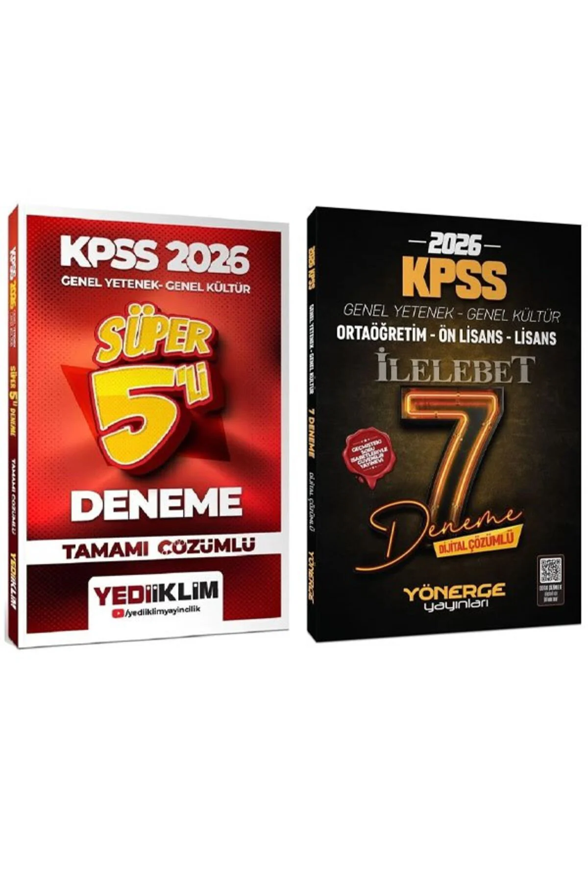 Yediiklim + Yönerge 2026 KPSS Genel Yetenek Genel Kültür Süper 5+7 Deneme 2 li Set