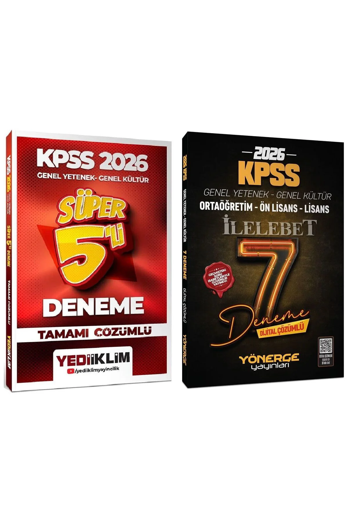 Yediiklim + Yönerge 2026 KPSS Genel Yetenek Genel Kültür Süper 5+7 Deneme 2 li Set Yediiklim + Yöner