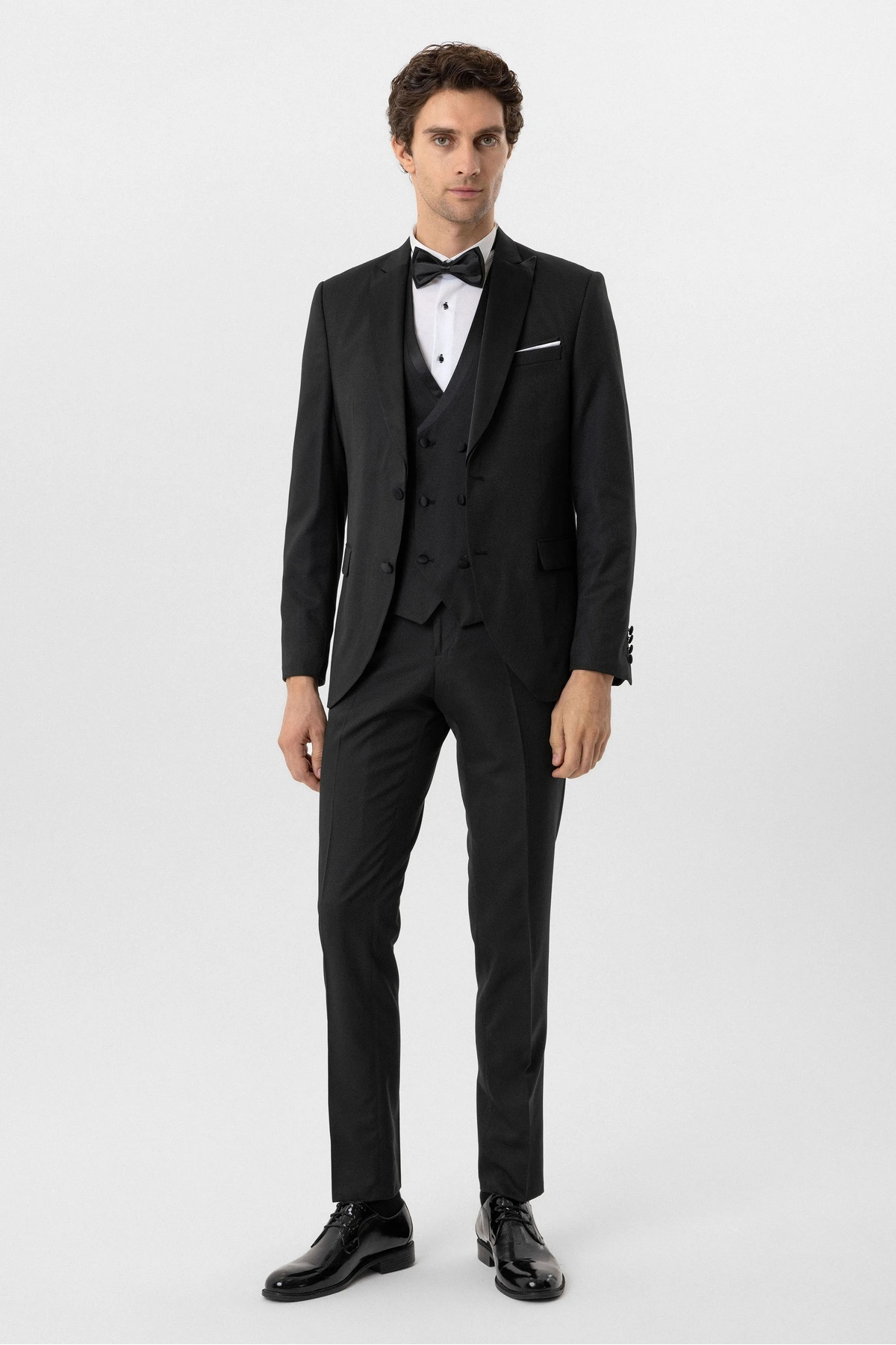 Yelekli Siyah Slim Fit Damatlık Takım Elbise