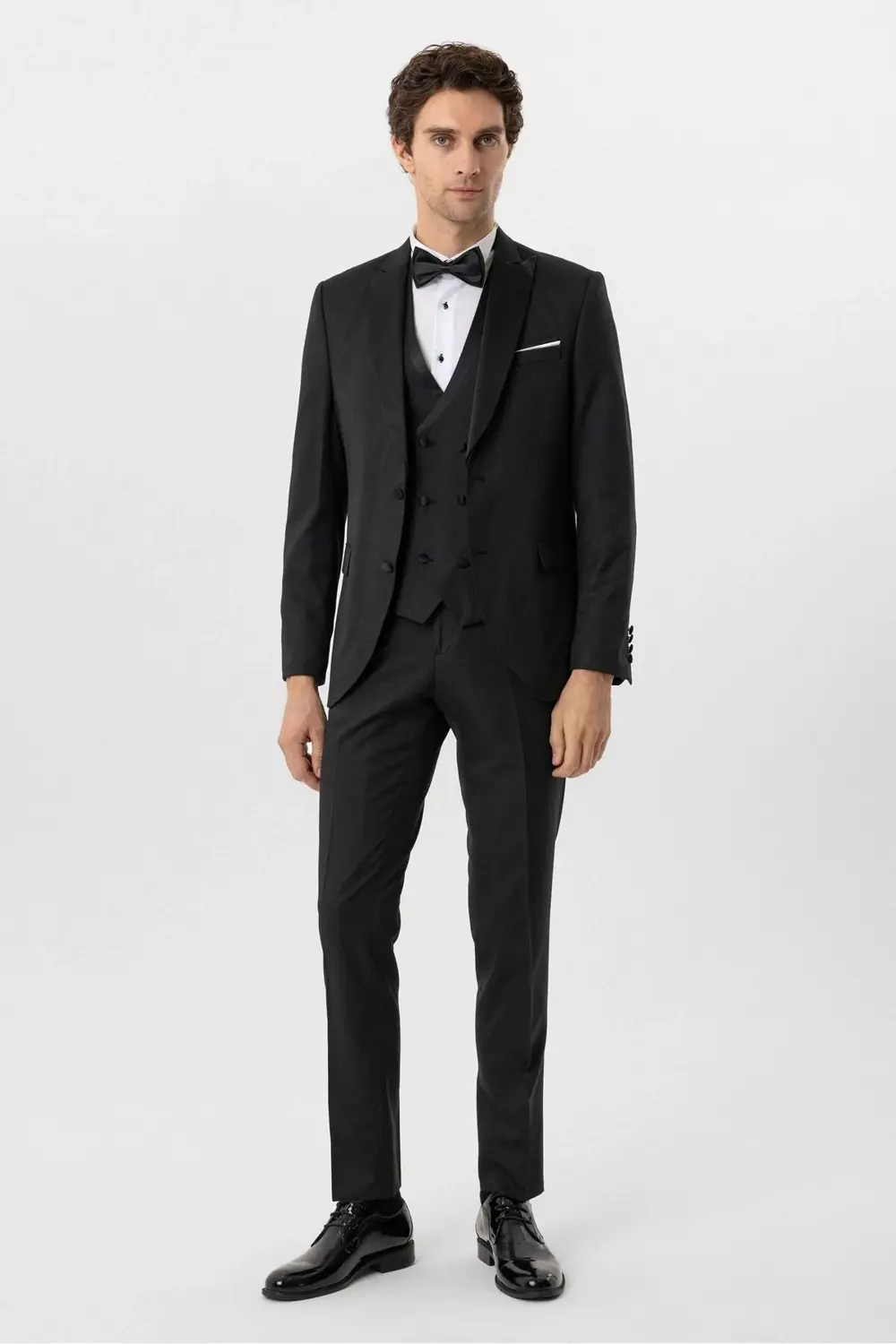 Süvari Yelekli Siyah Slim Fit Damatlık Takım Elbise