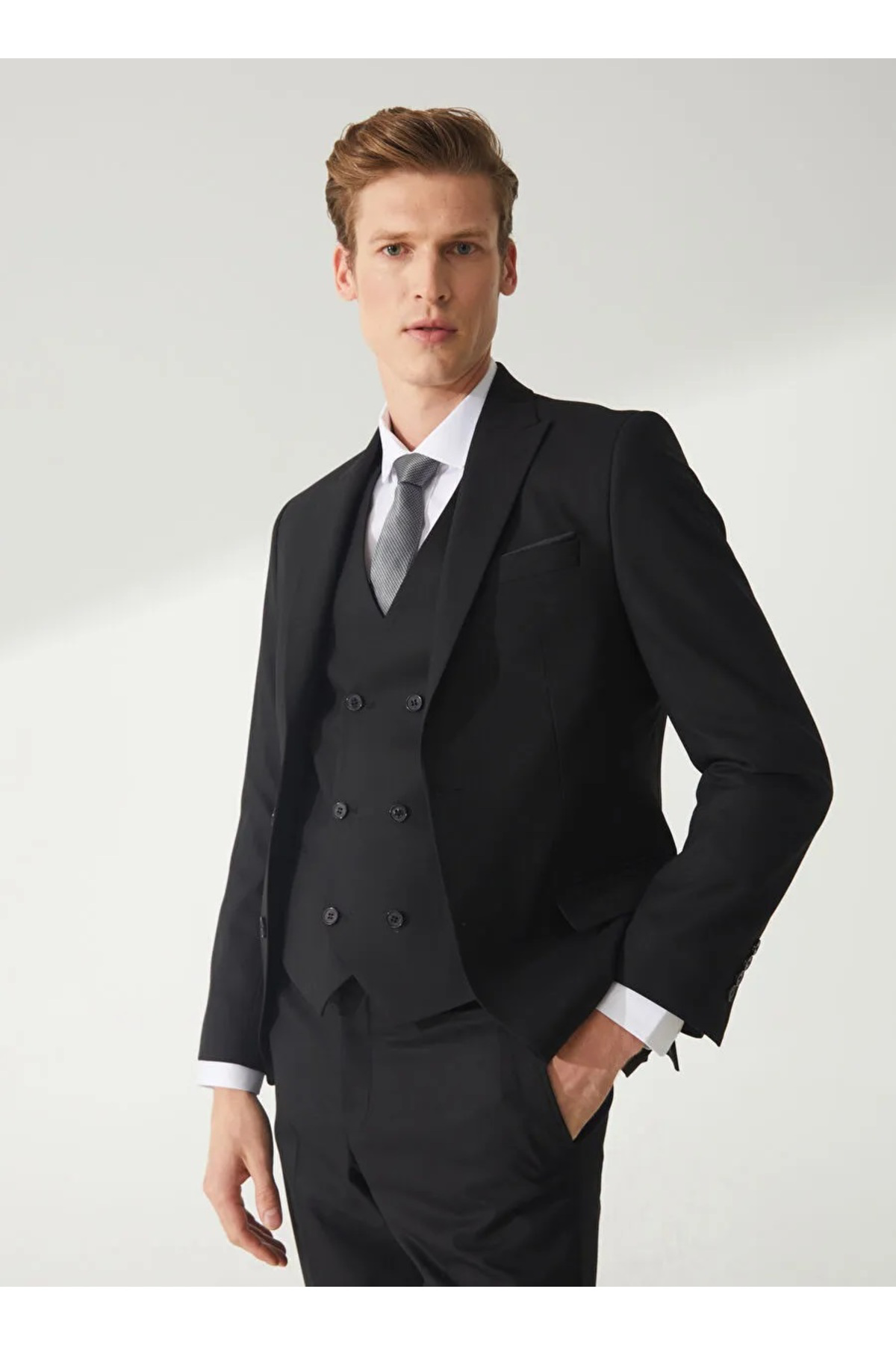 Süvari Yelekli Slim Fit Takım Elbise