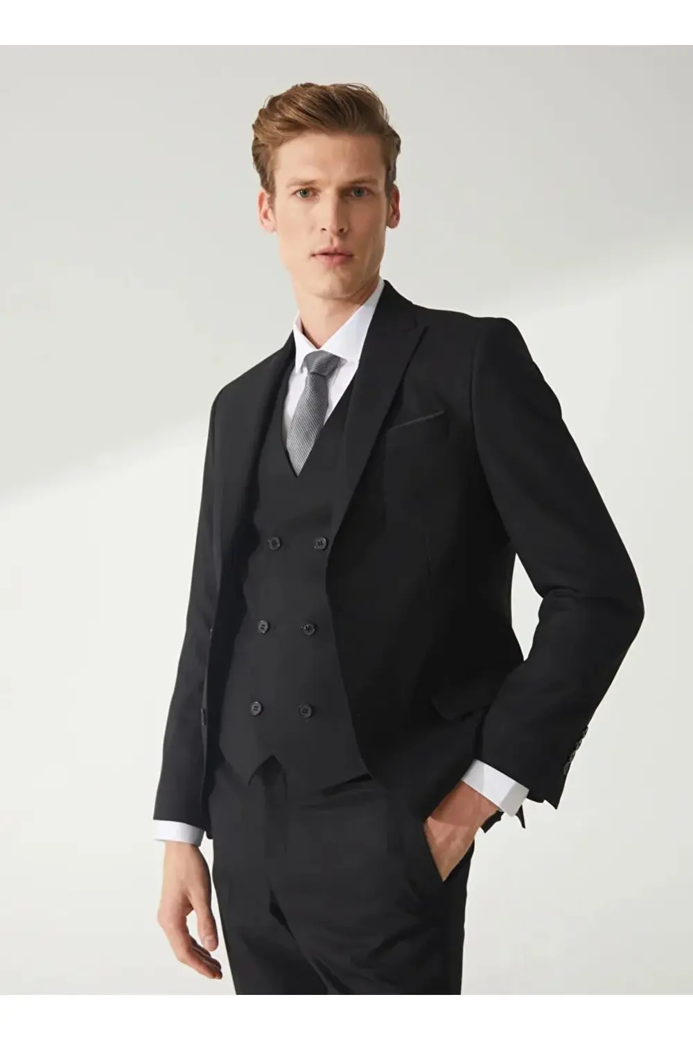 Yelekli Slim Fit Takım Elbise