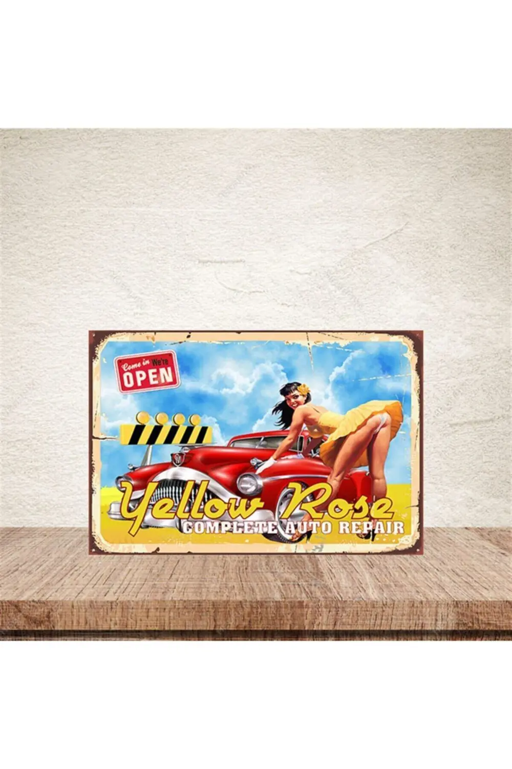 Yellow Rose 20-30 Cm Retro Ahşap Poster