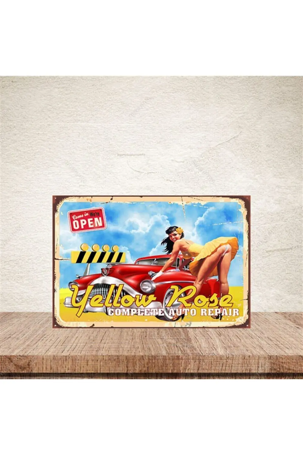 Yellow Rose 20-30 Cm Retro Ahşap Poster