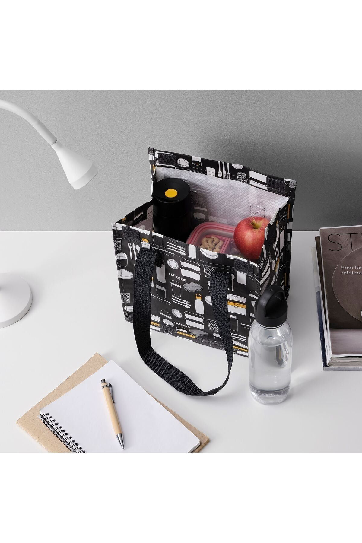 İkea Yemek Çantasi Yükseklik: 27 Cm İkea Kulplu Erzak Gri Renk Beslenm