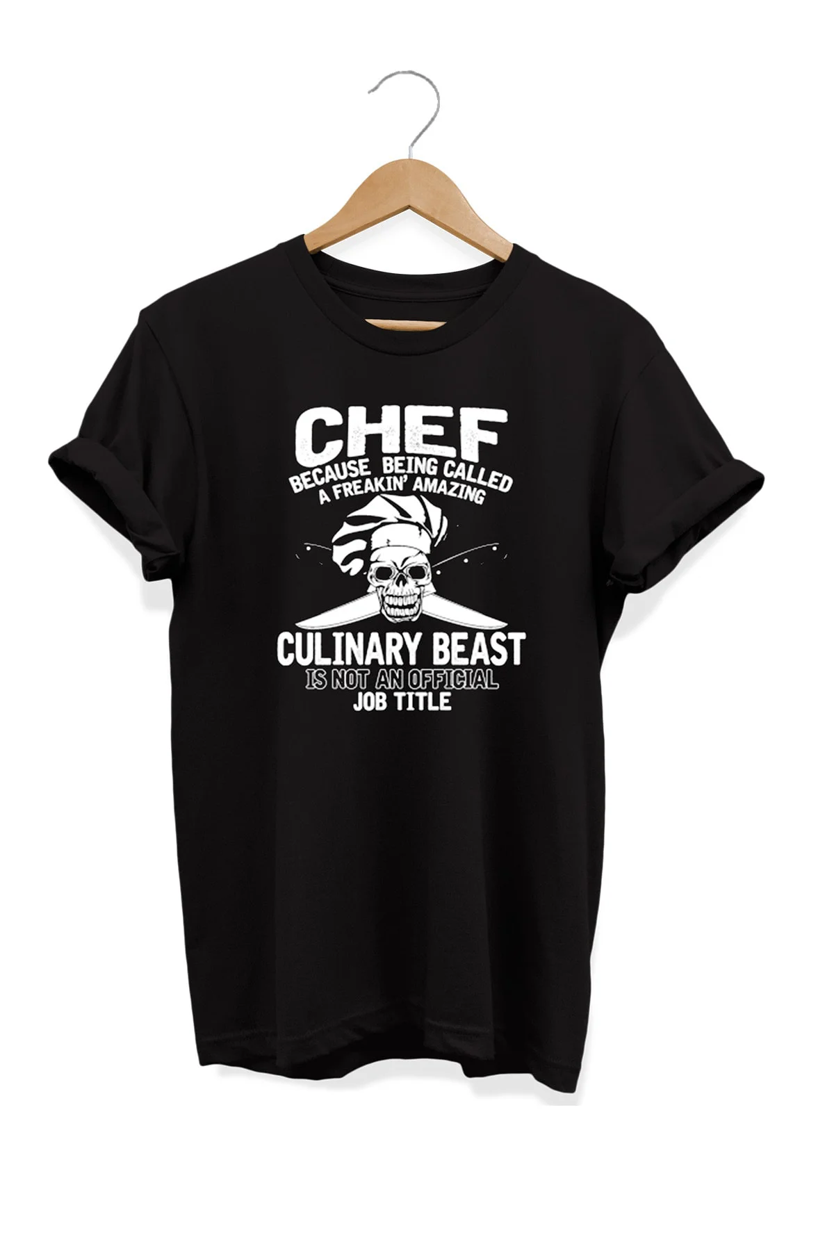 Yemek Serisi Chef Baskılı %100 Pamuk Büyük Beden Tişört