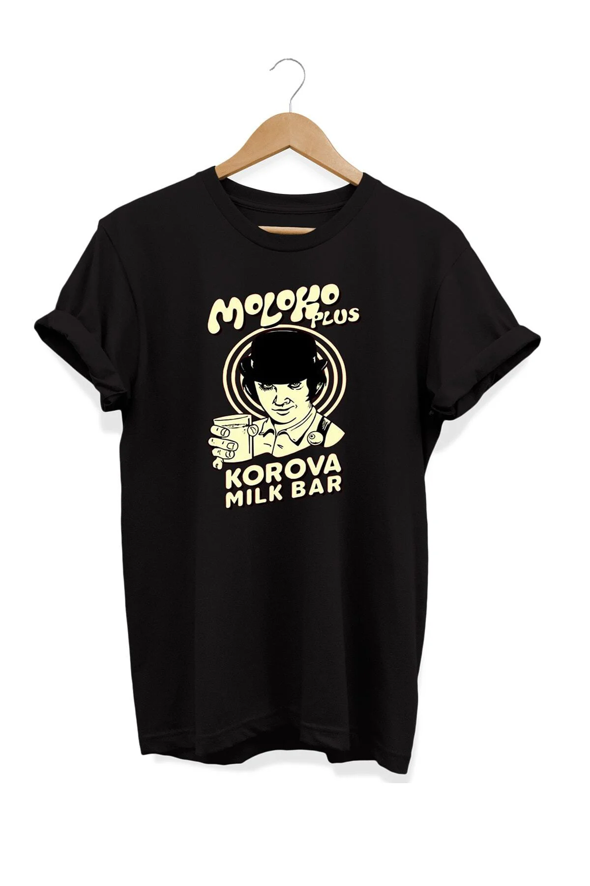 Yemek Serisi Clockwork Orange Baskılı %100 Pamuk Büyük Beden Tişö