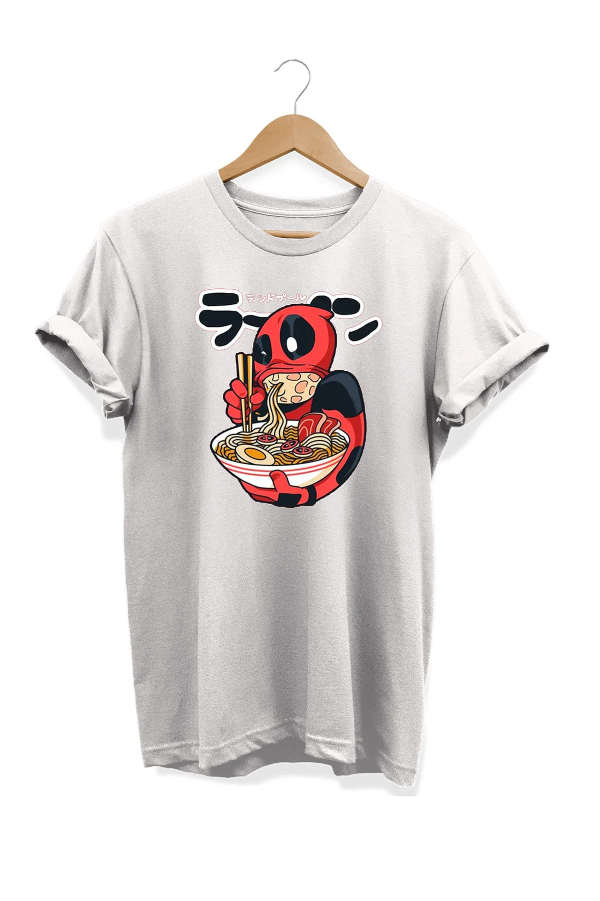 Yemek Serisi Deadpool Baskılı %100 Pamuk Büyük Beden Tişört