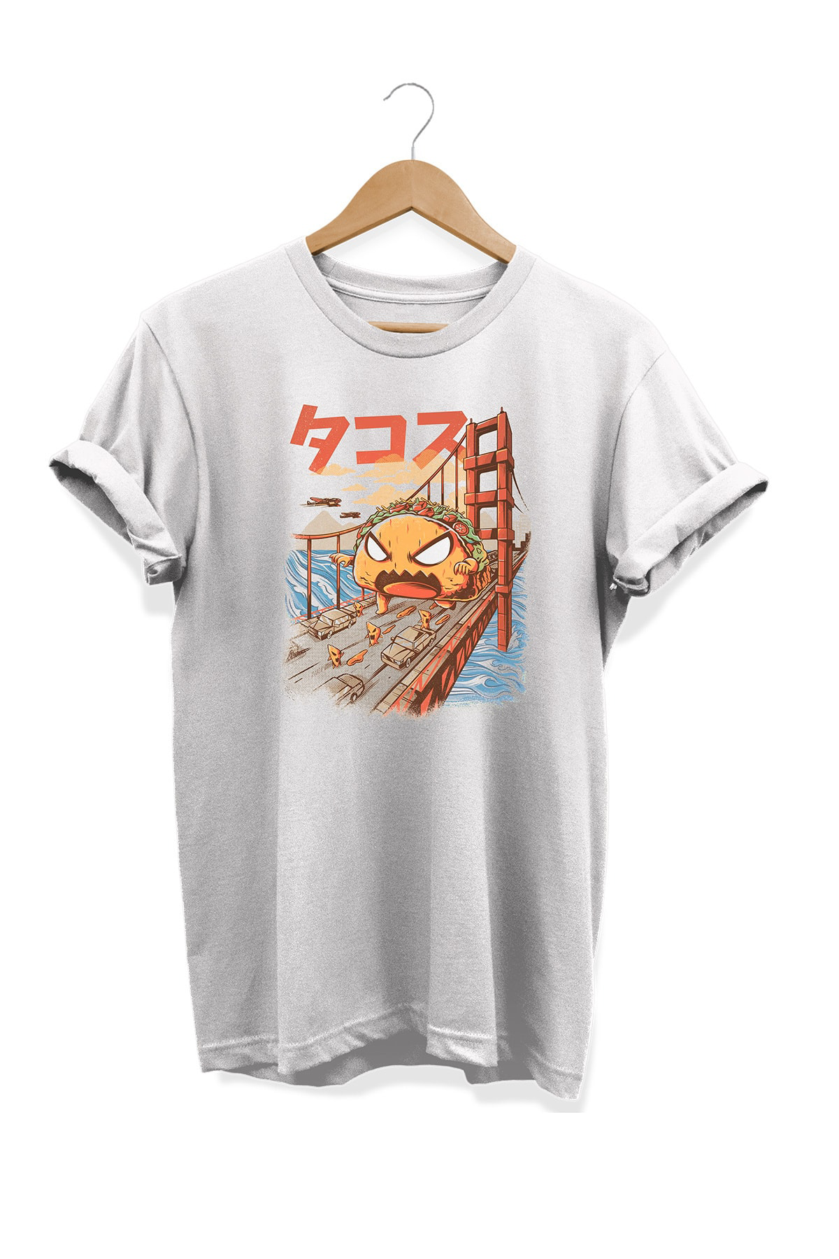 Remonz Yemek Serisi Dev Taco Baskılı %100 Pamuk Büyük Beden Tişört