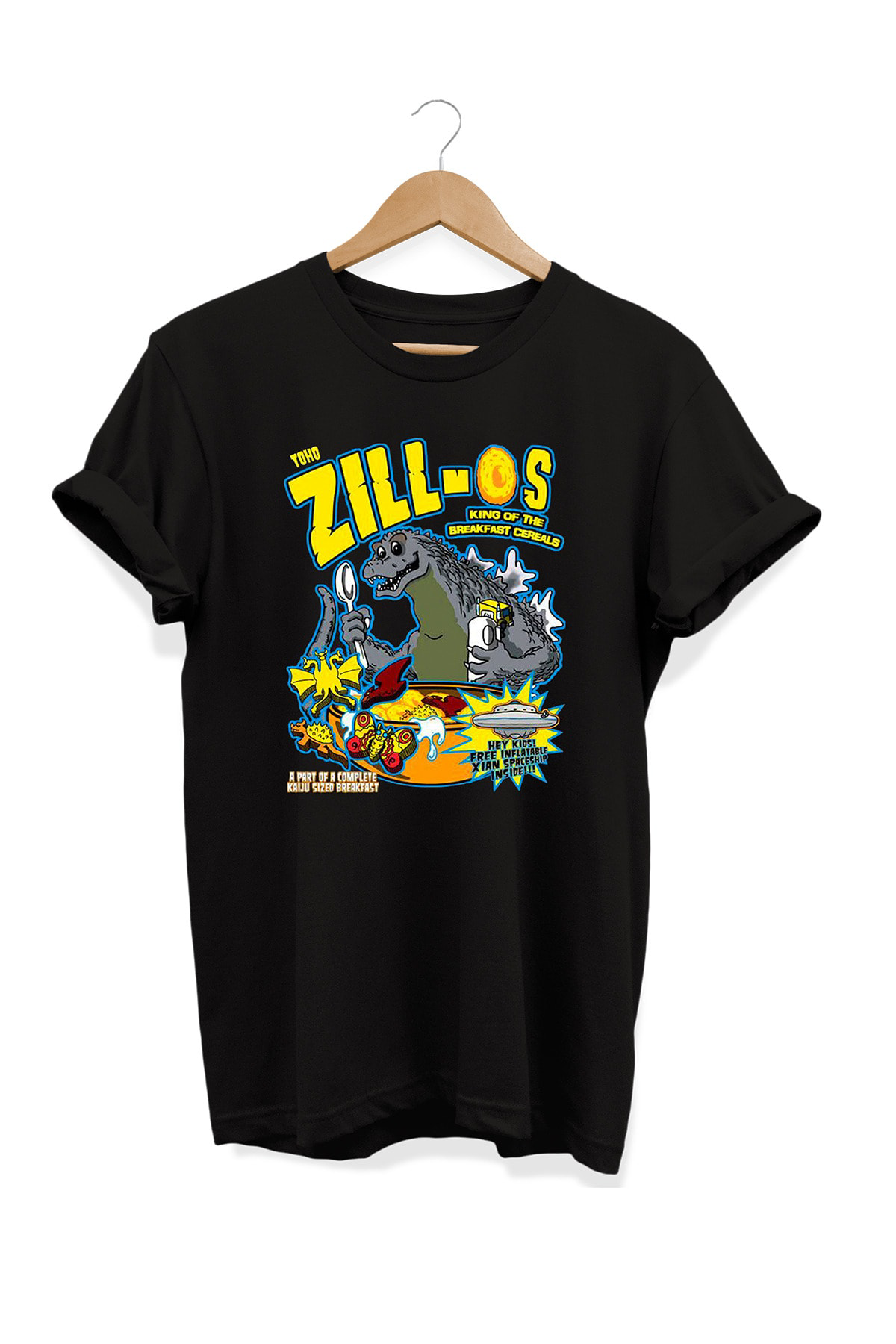 Remonz Yemek Serisi Godzilla Mısır Gevreği Baskılı %100 Pamuk Büyük Bede