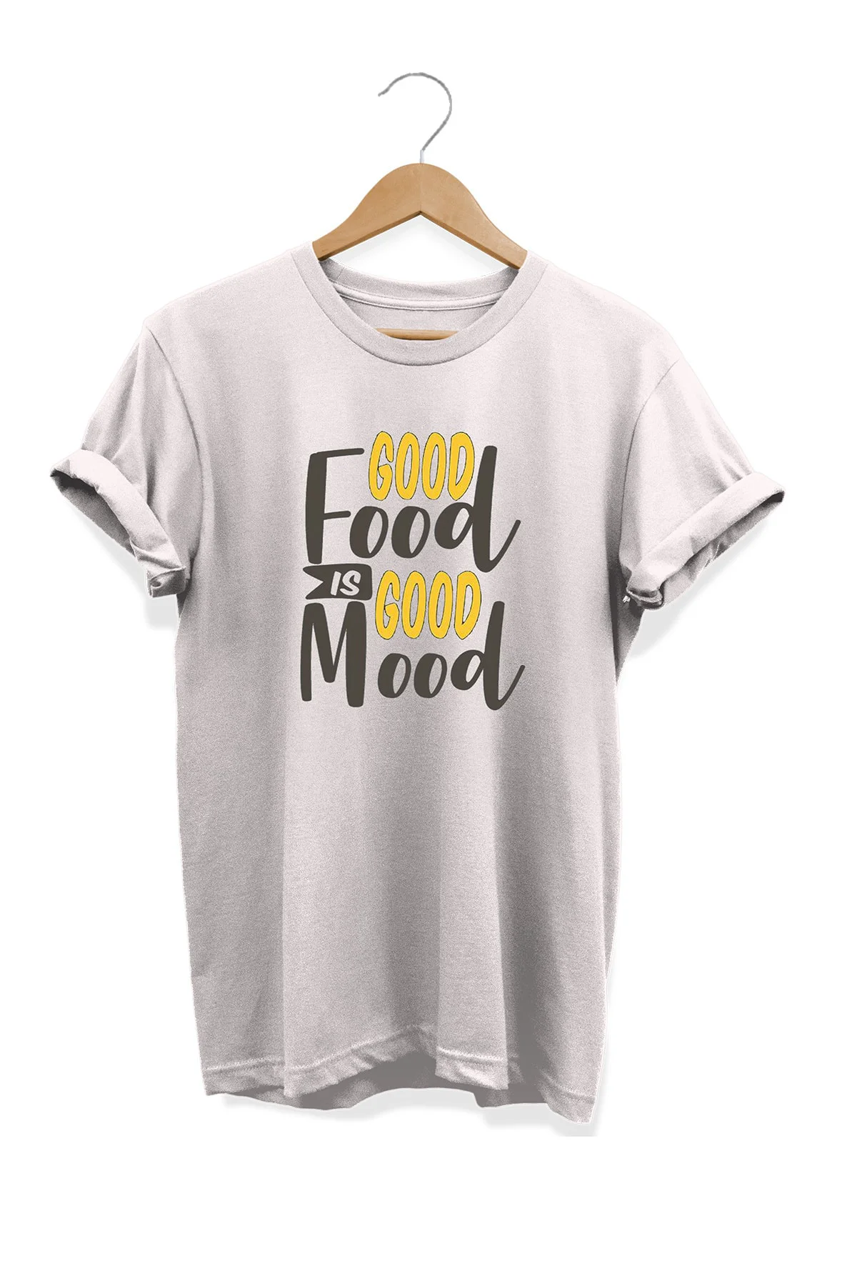 Yemek Serisi Good Food Baskılı %100 Pamuk Büyük Beden Tişört