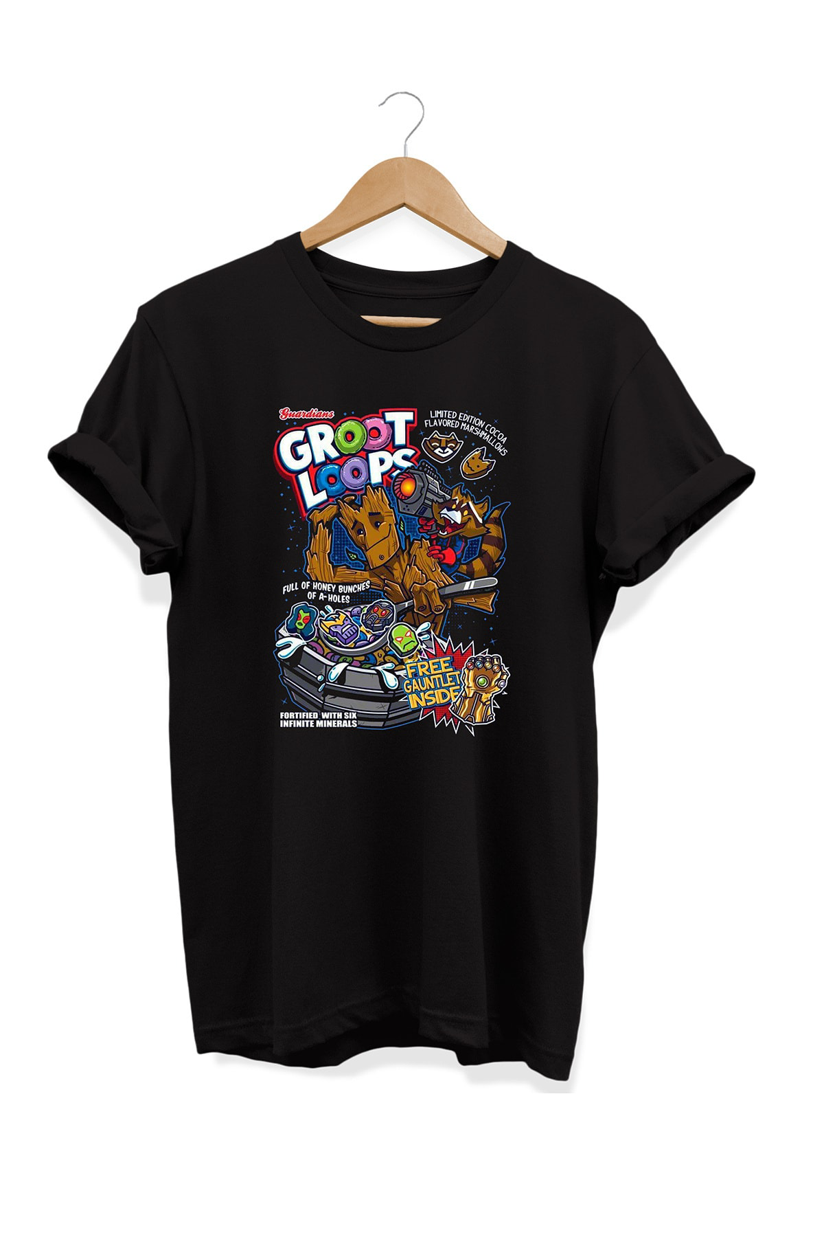 Remonz Yemek Serisi Groot Mısır Gevreği Baskılı %100 Pamuk Büyük Beden T