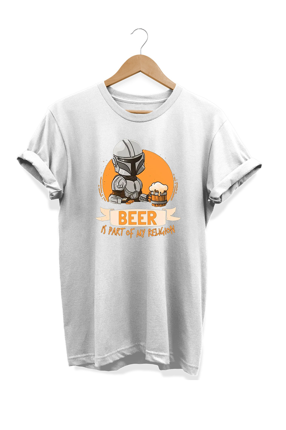 Remonz Yemek Serisi Mandalorien Baskılı %100 Pamuk Büyük Beden Tişört