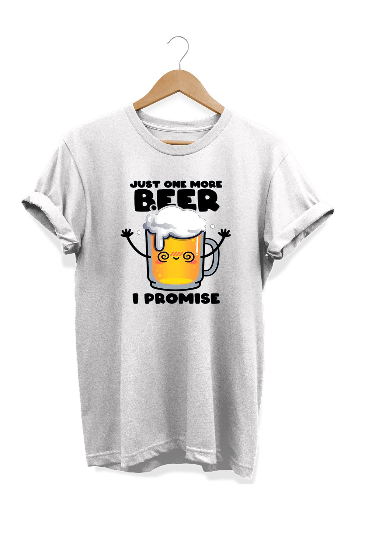 Remonz Yemek Serisi One More Beer Baskılı %100 Pamuk Büyük Beden Tişört