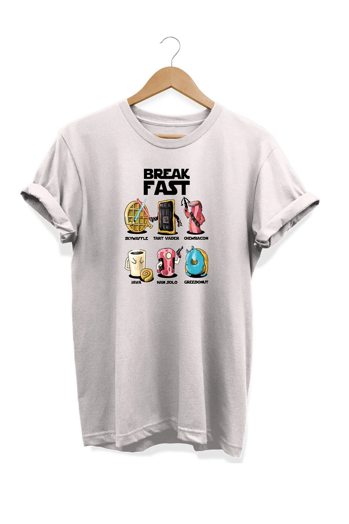 Yemek Serisi Star Wars Foods Baskılı %100 Pamuk Büyük Beden Tişört