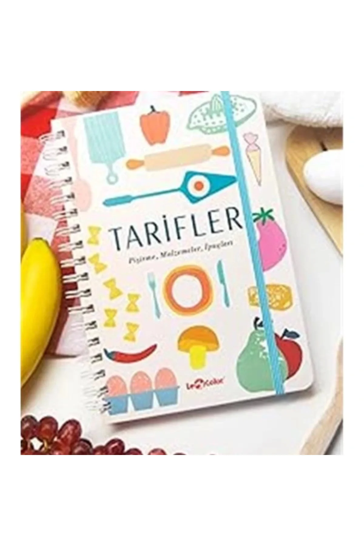 Yemek Tarif Defteri Görselli Spiralli Bej