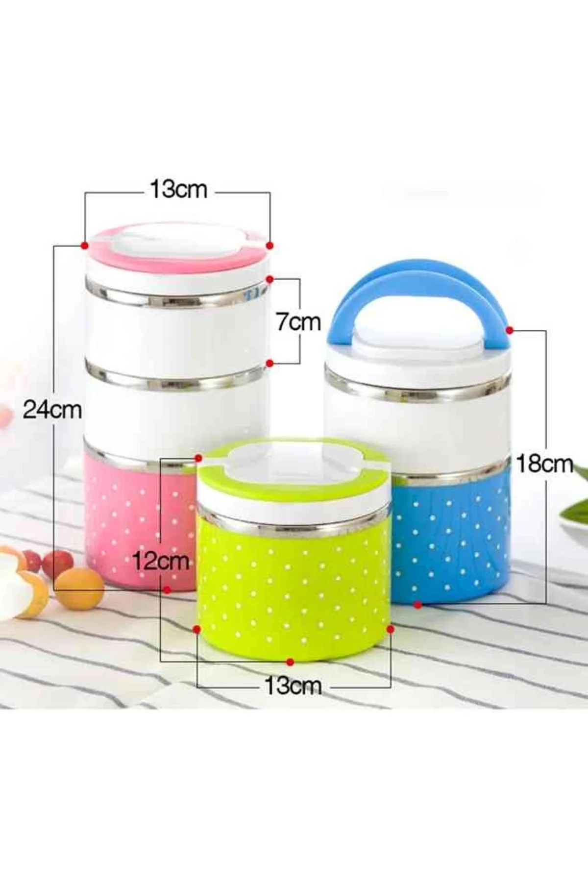 Yemek Termosu 3Lü Tutacaklı Sefer Tası - Hiper 3 Katlı Yemek Termos - Görsel 4