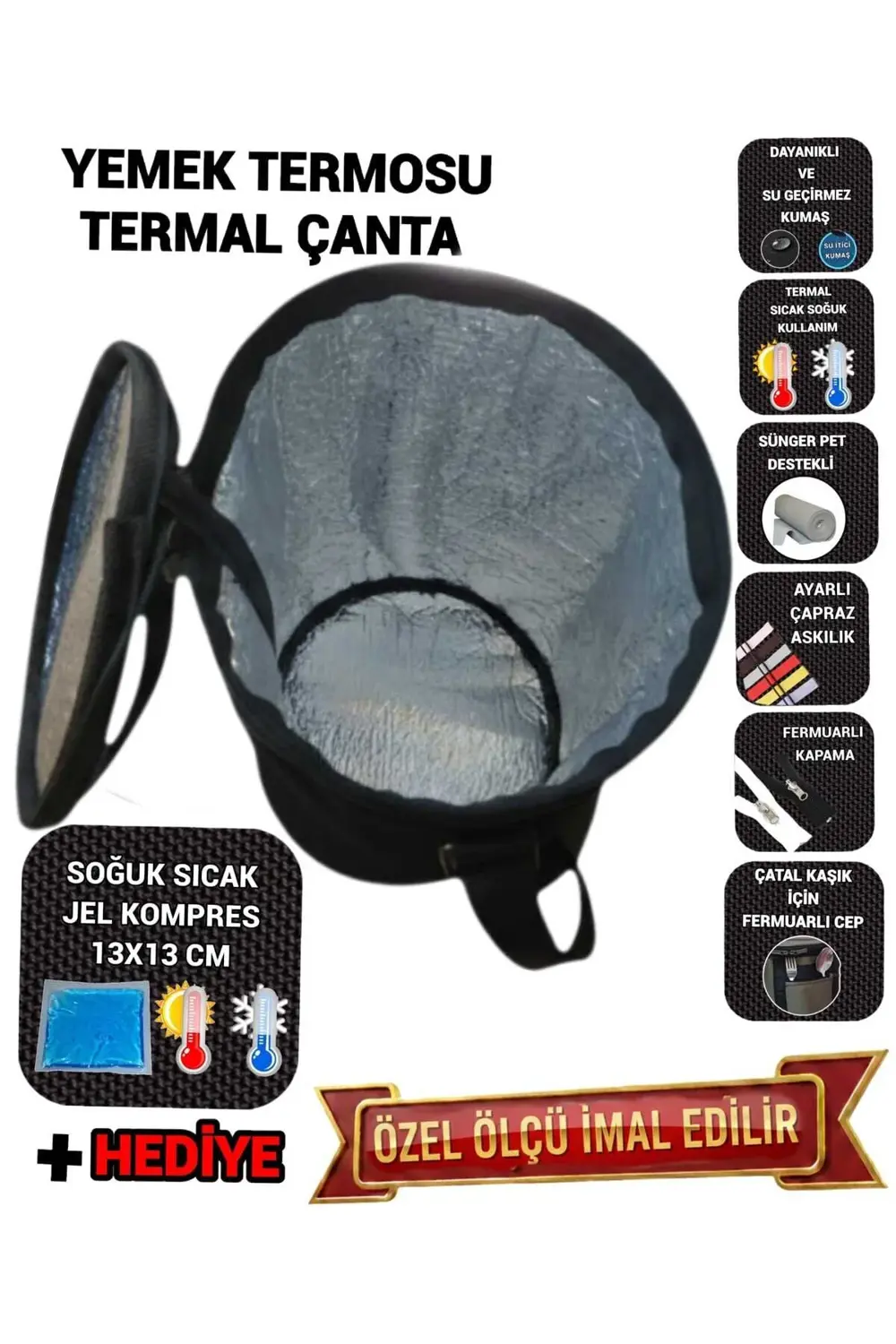 YEMEK TERMOSU TAŞIMA ÇANTASI TERMAL TERMOS ÇANTA 20X15