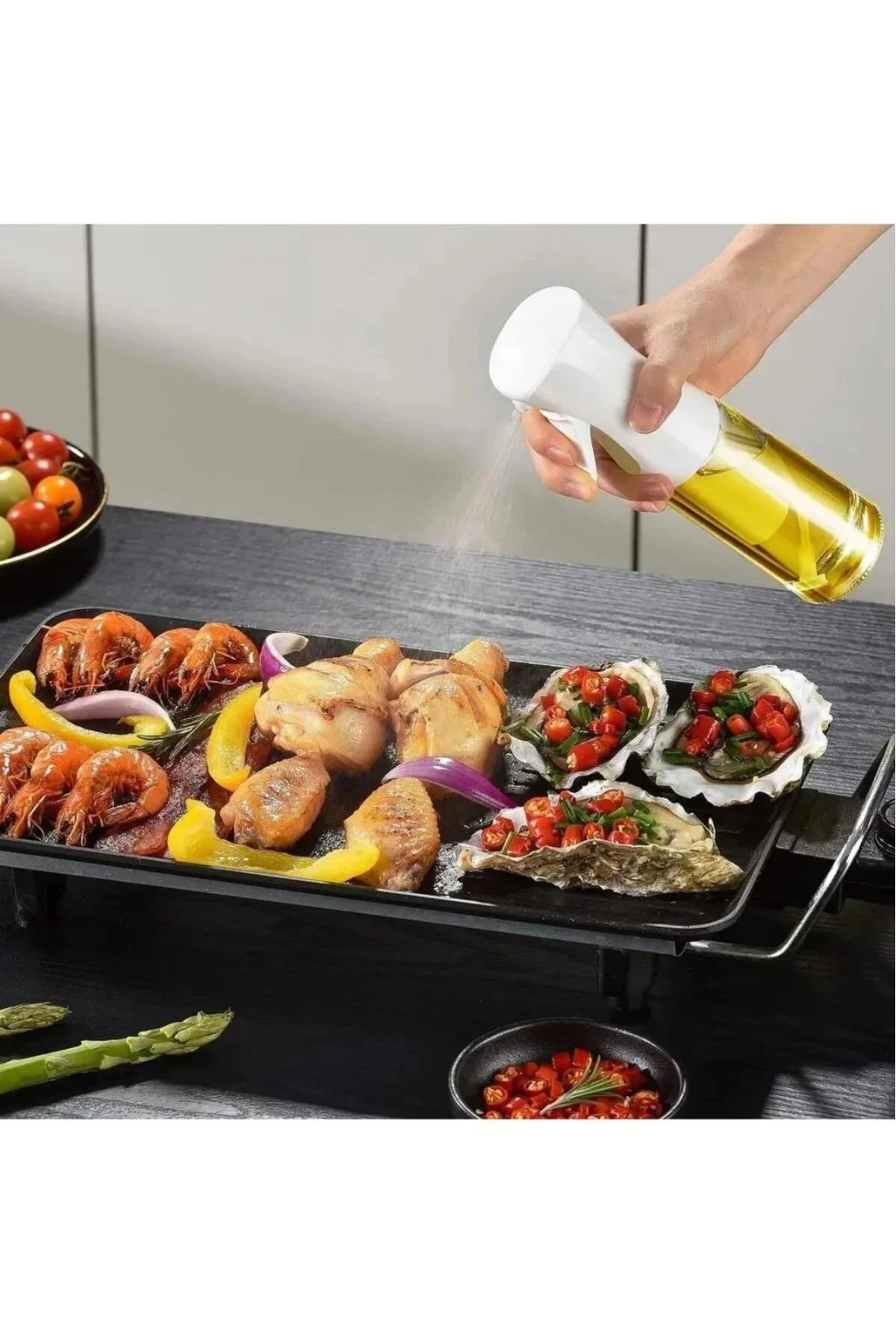 Yemeklik Yağ Spreyi Airfryer Yağdanlık Zeytinyağı Ve Limon Yağı Sprey Şişesi Siyah
