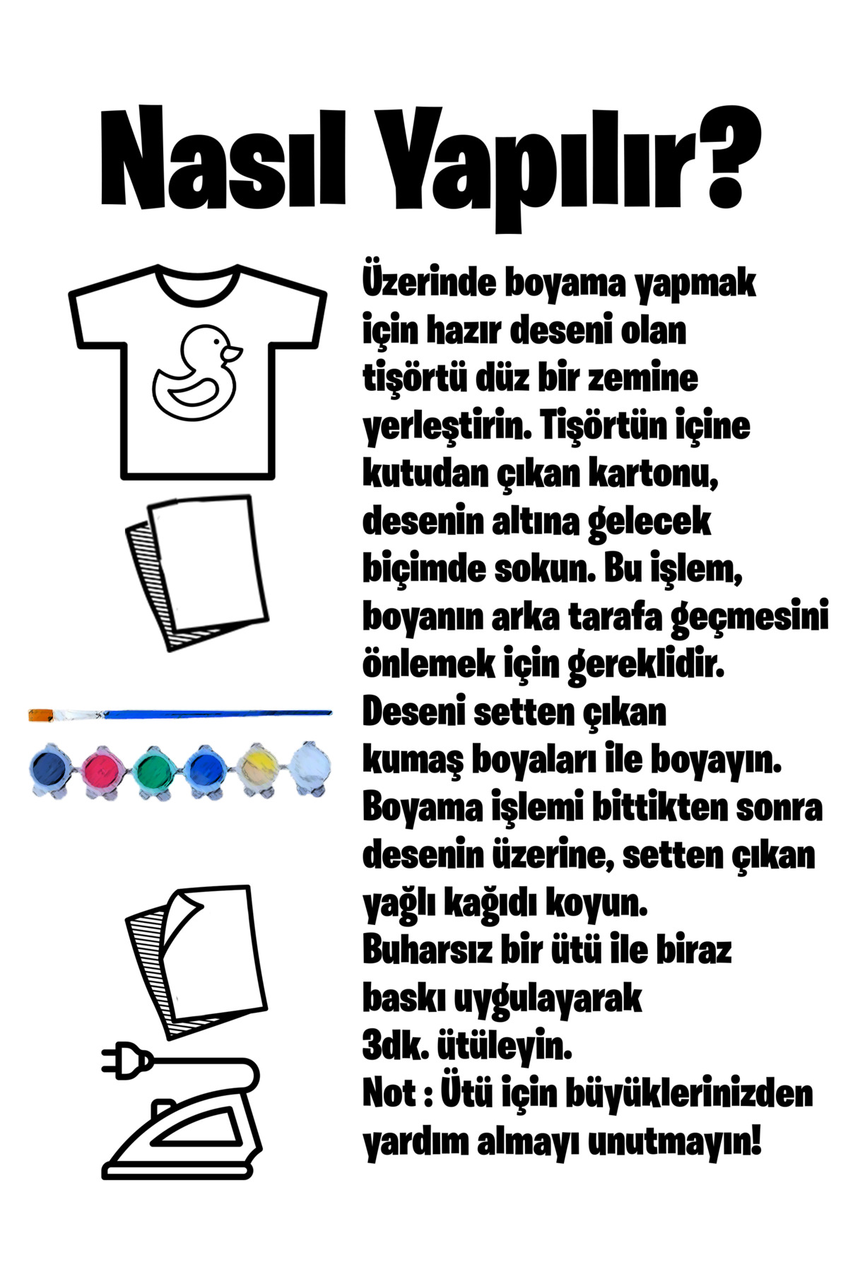 Yengeç Tişört Boyama Seti – Çocuk Full Set Fırçalı, Kreatif Elbis