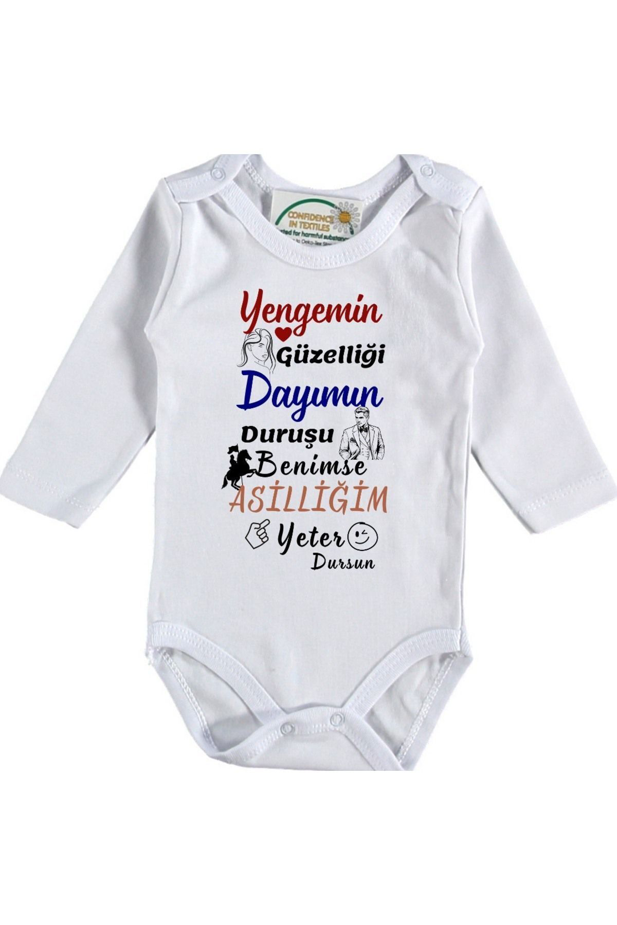 Yengemin Güzelliği Dayımın Duruşu Yazılı Kişiye özel Bebek Zıbın