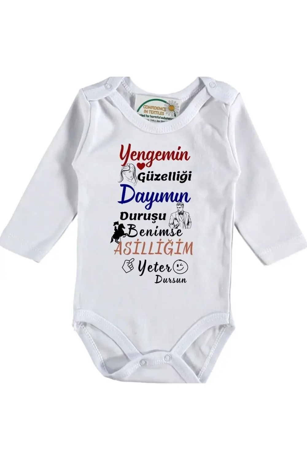 Yengemin Güzelliği Dayımın Duruşu Yazılı Kişiye özel Bebek Zıbın