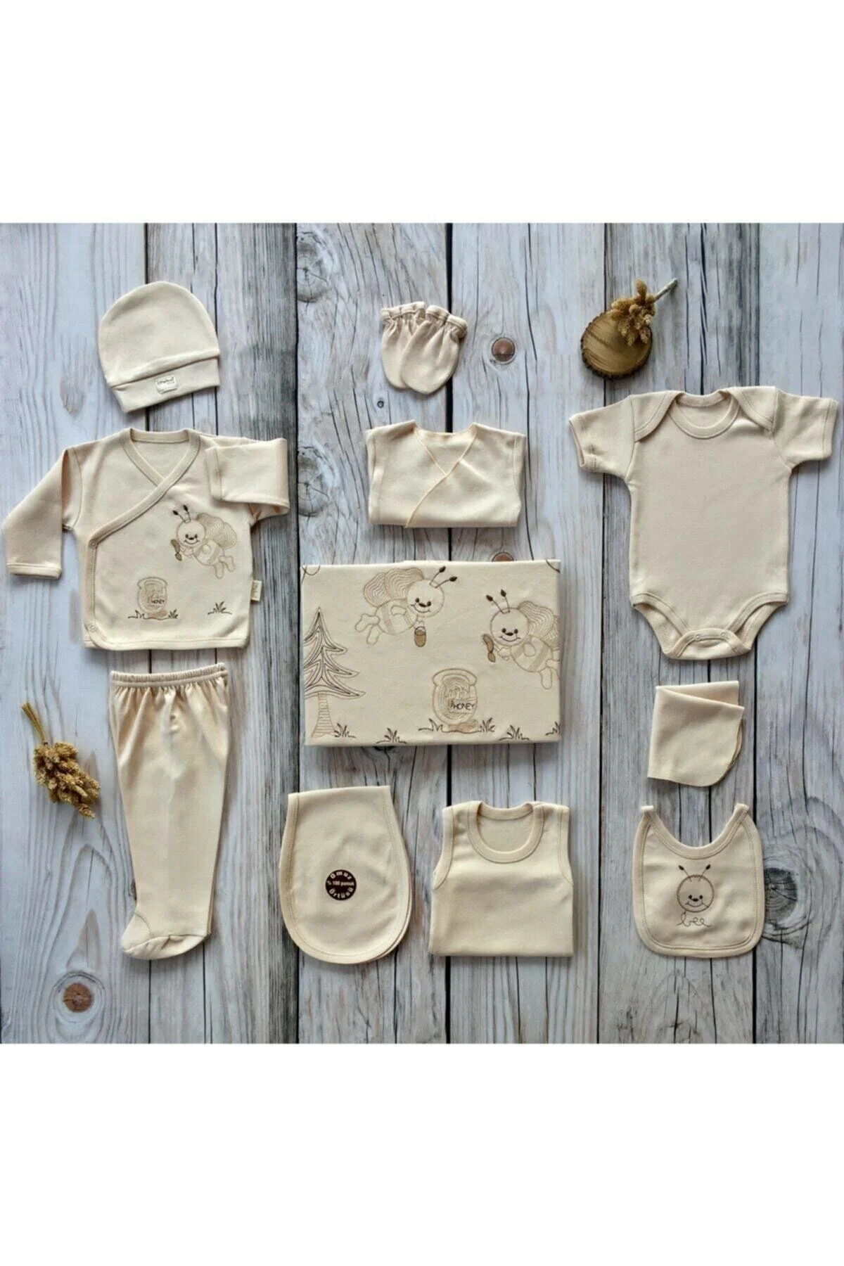 İpeksi Baby Yeni Doğan Erkek Kız Bebek Zıbın Seti 11'Li Organik 0-4 Ay Hastan