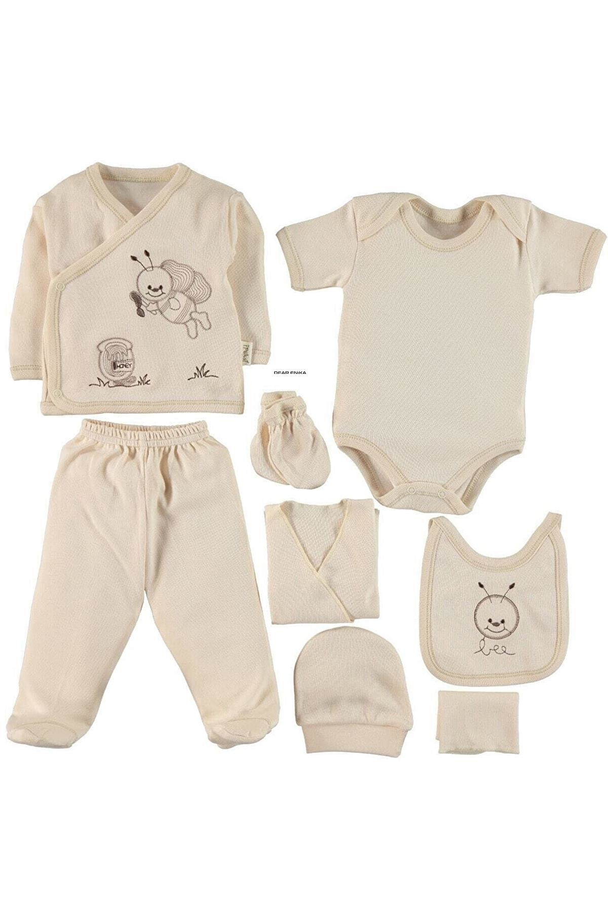 İpeksi Baby Yeni Doğan Erkek Kız Bebek Zıbın Seti 8'Li Organik 0-4 Ay Hastane