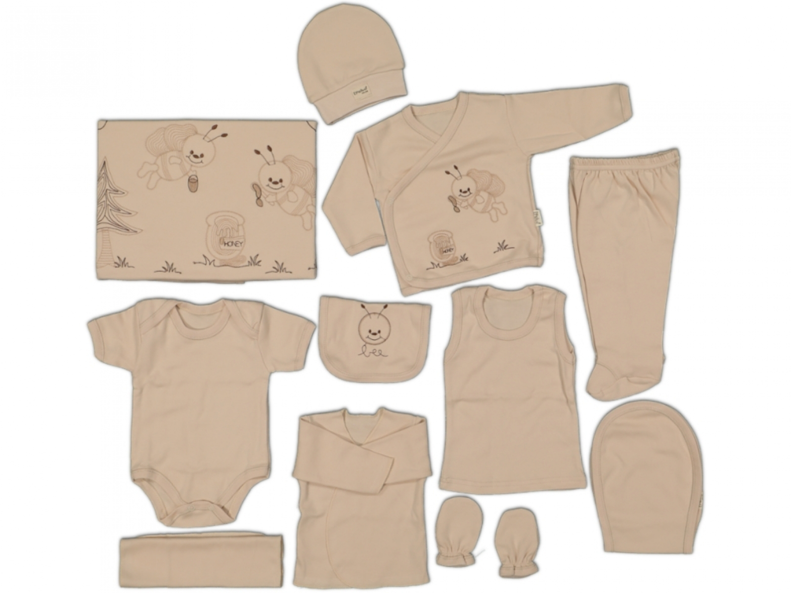 İpeksi Baby Yeni Doğan Erkek Kız Bebek Zıbın Seti 11'Li Organik 0-4 Ay Hastan