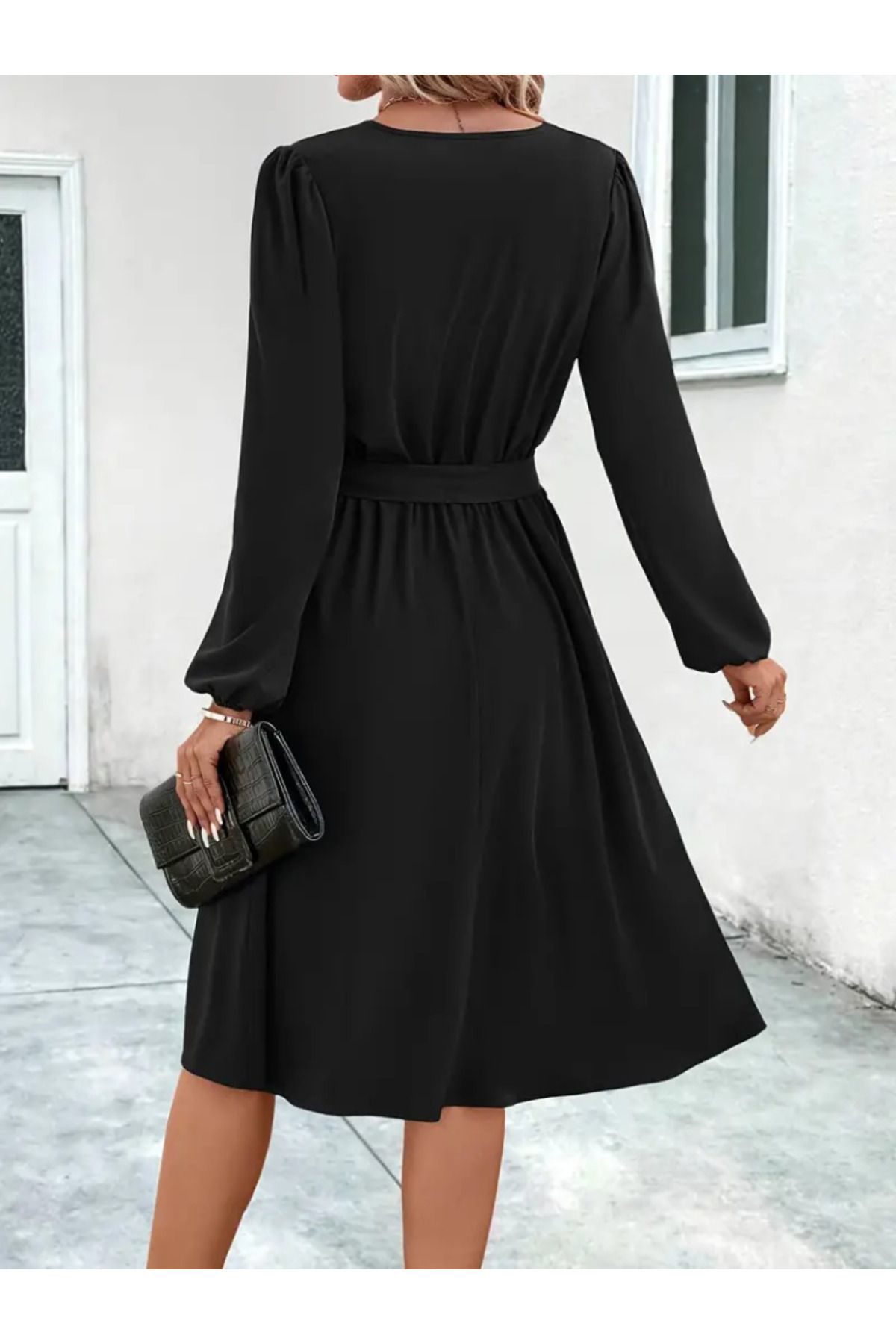 Yeni Estevia Mdyk Kadın Uzun Kollu V Yakalı Belden Kuşaklı Kiloş 