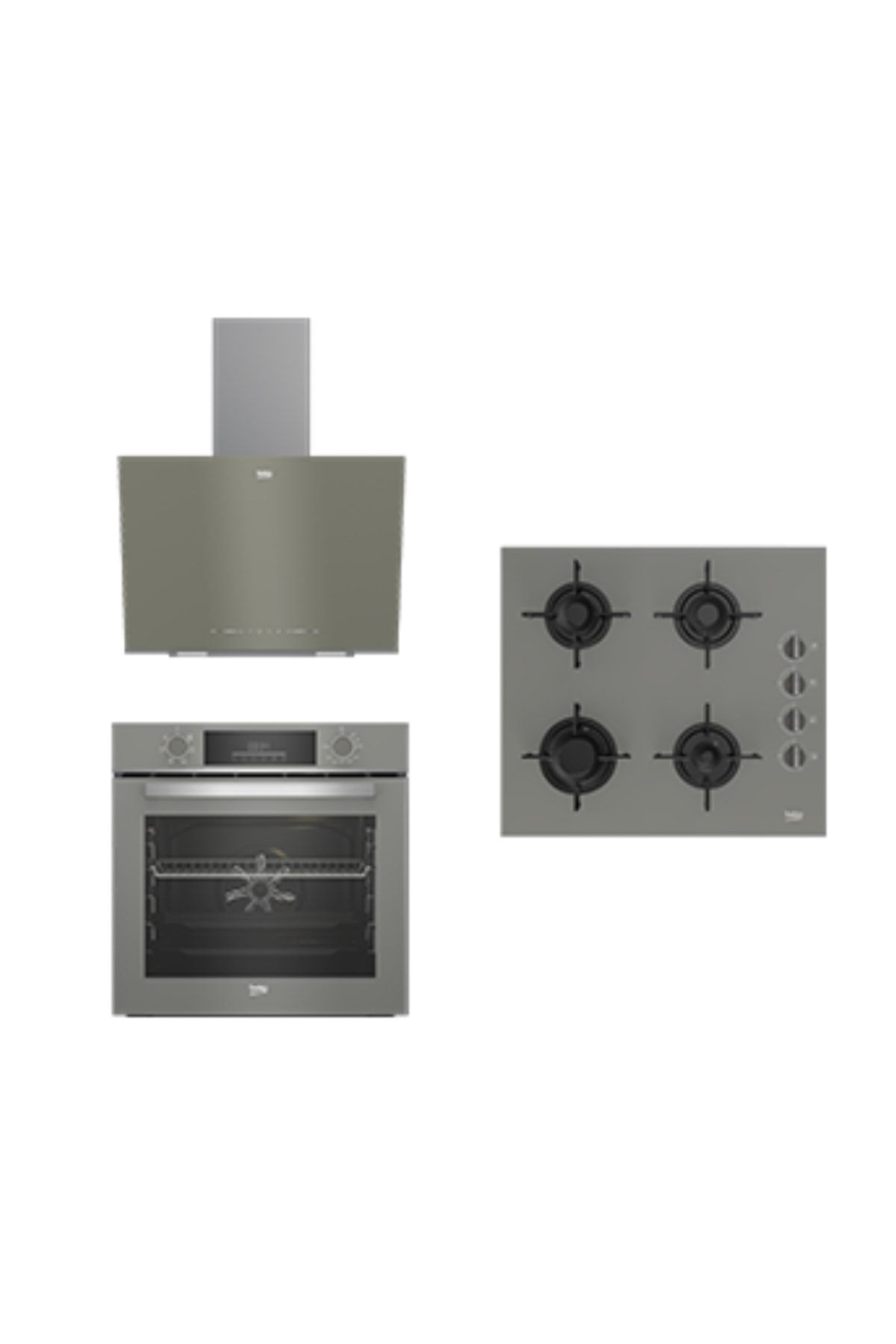 Beko Yeni Gri Cam Avantaj Set - 3’Lü Ankastre Set (Firin + Ocak + Davl