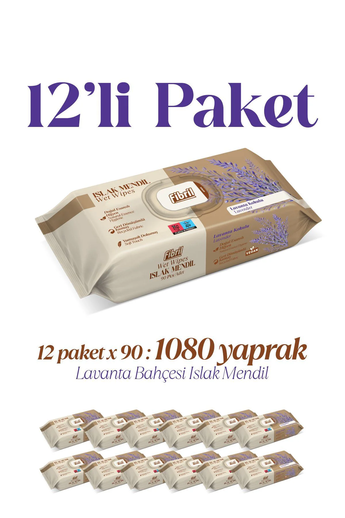 Yeni Lavanta Kokulu Islak Mendil 12x90 Pk 1080 Yaprak Doğal Esans , Geri Dönüştürülebilir Kumaş Fiyatı, Yorumları ve Özellikleri