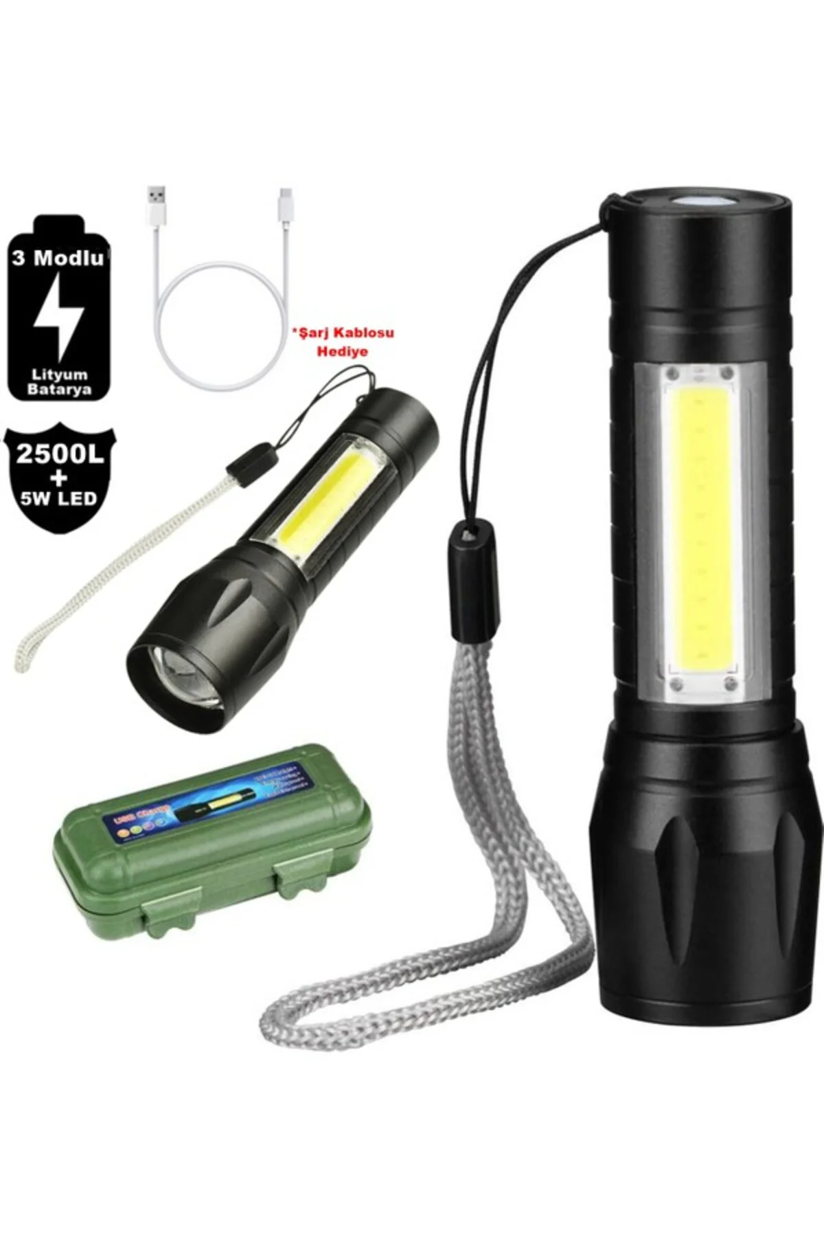 Yeni Model 2500 Lumens + 5W COB LED USB Lion Şarjlı Ultra Güçlü Q5 XPE Su Geçirmez Şarjlı El Feneri Yeni Model 2500 Lumens + 5W COB LED USB Lion Şarjlı Ultra Güçlü Q5 XPE Su Geçirmez Şarjlı El Feneri
