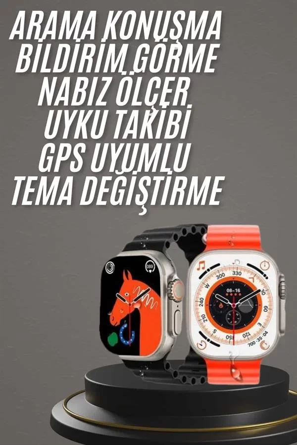 Yeni Model Akıllı Saat Ultra Smart Watch Gümüş Kasa 45mm Titreşim - Lisinya