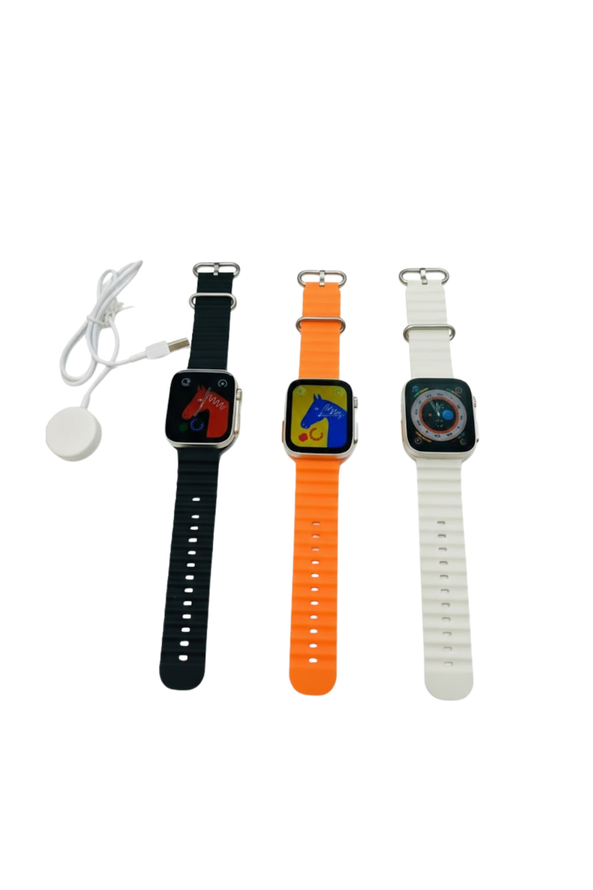 Yeni Model Akıllı Saat Ultra Smart Watch Gümüş Kasa 45mm Titreşim